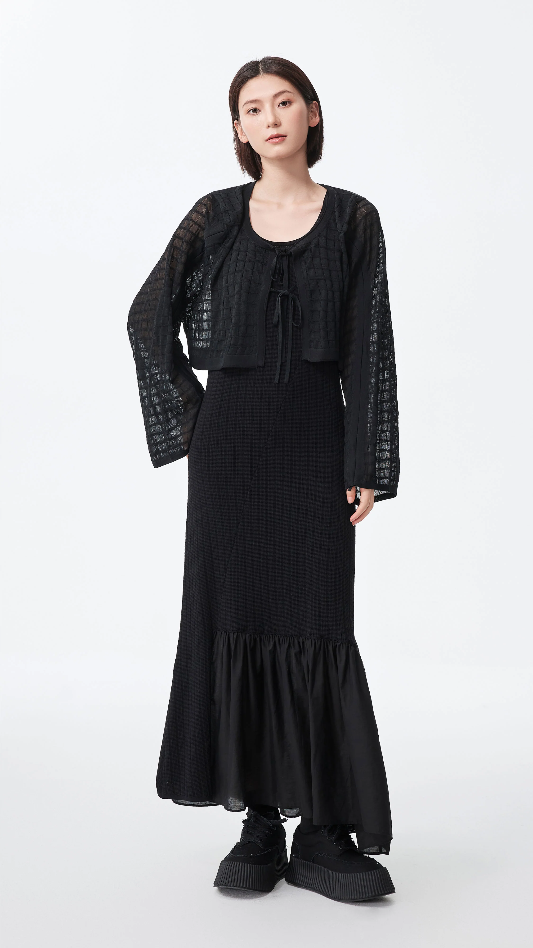 See-through Checker Cardigan - Umamrii
