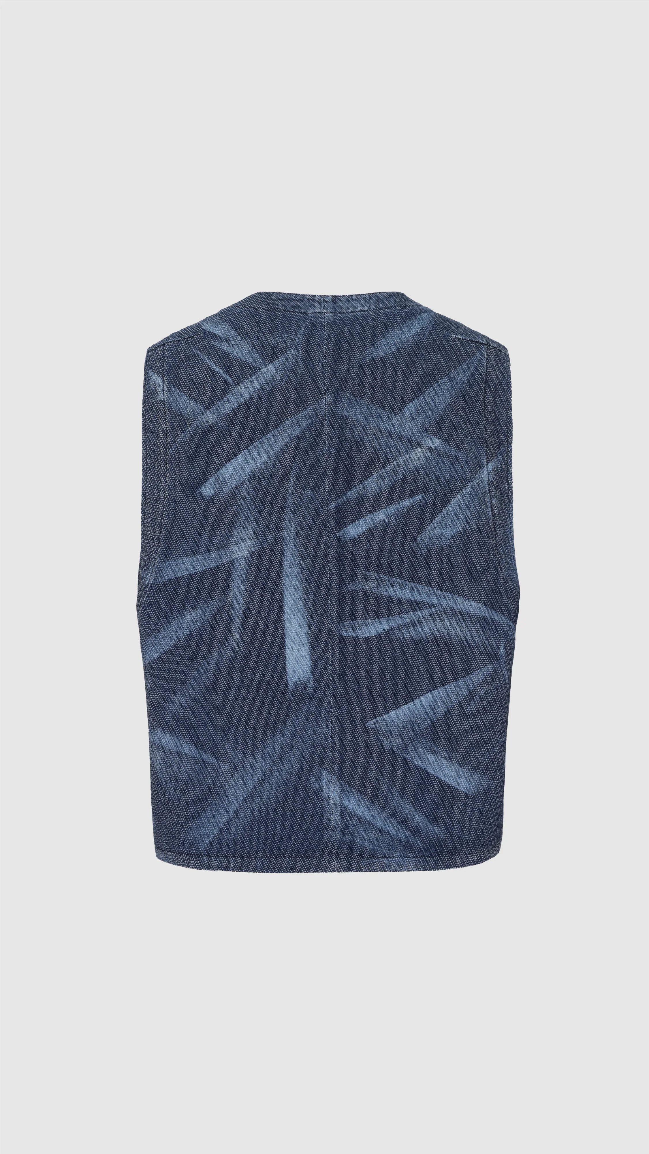 Indigo Cotton Polyester Jersey Waistcoat - Umamrii