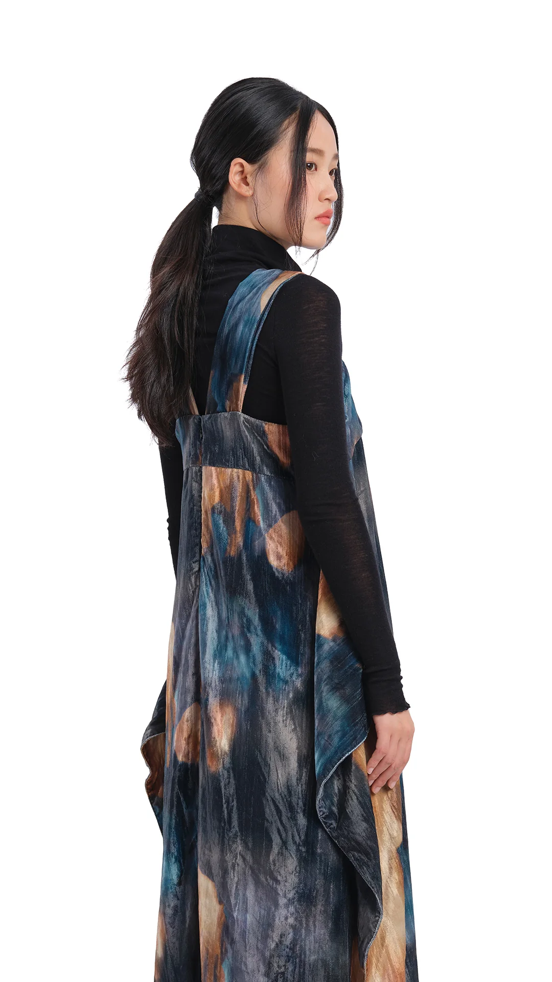 Watercolour Graphic Velour Printed Dress - Umamrii