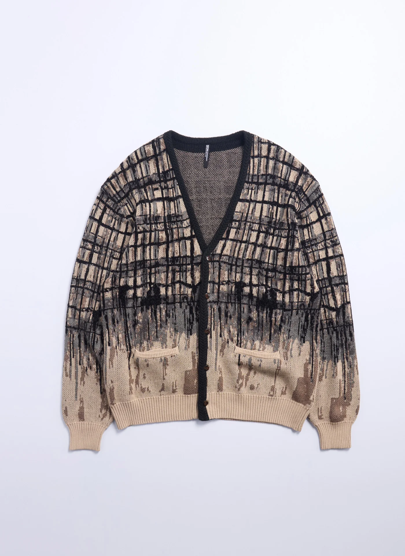 Viscose Nylon Hand Draw Checkers Cardigan - Umamrii