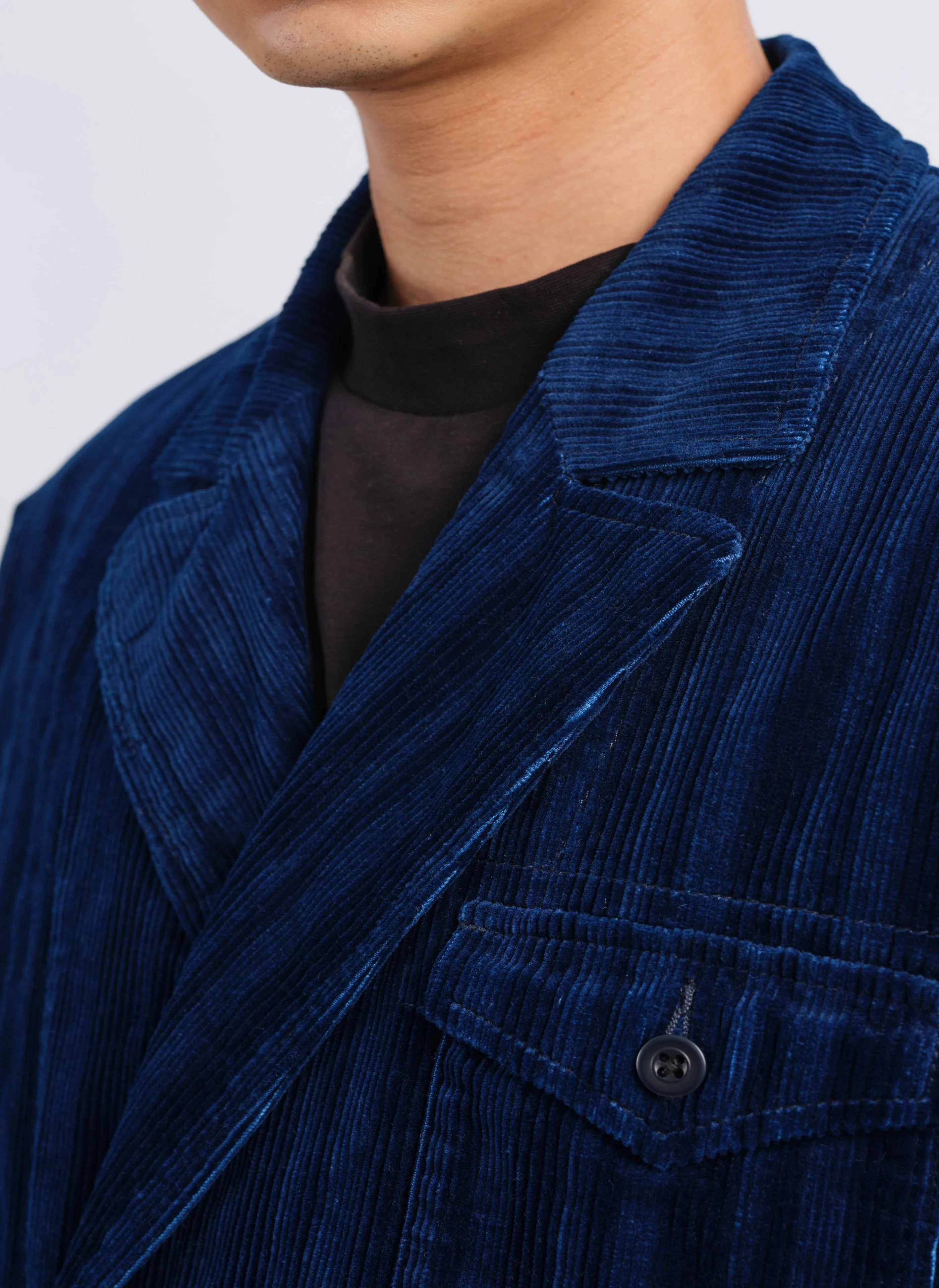 Indigo Cotton Corduroy Double Breasted Soft Blazer - Umamrii