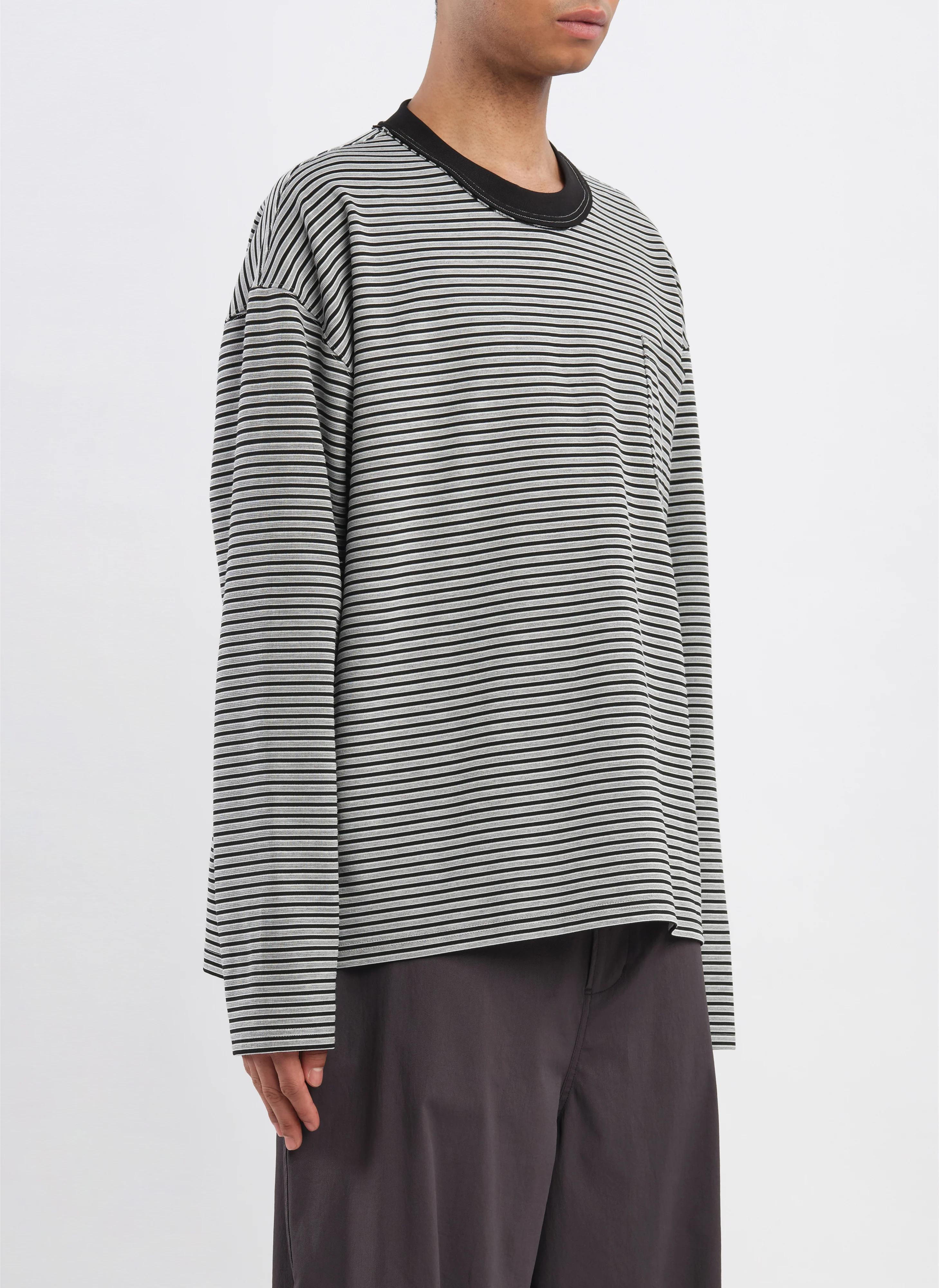 Jacquard Long Sleeves Border Top - Umamrii