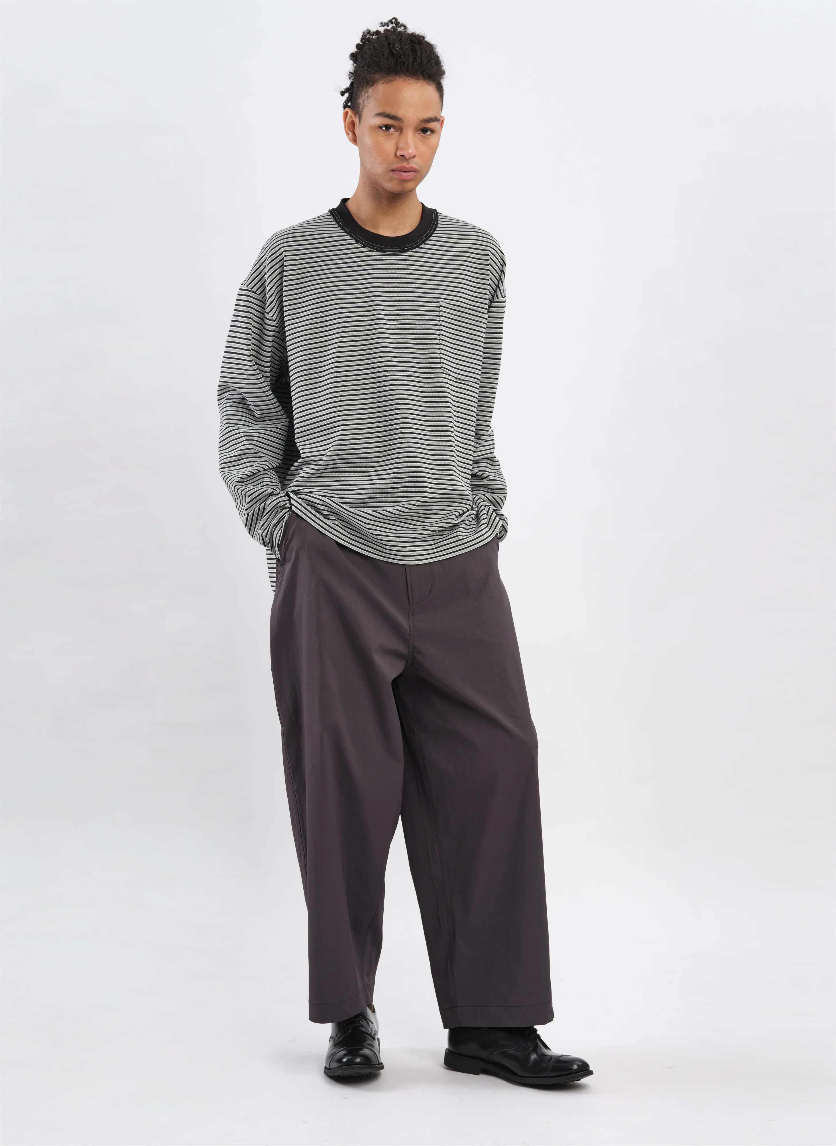 Jacquard Long Sleeves Border Top - Umamrii