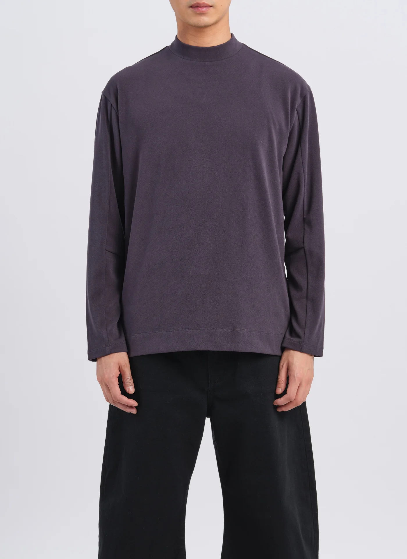 Polyester Velvet Fleece Mock Neck Top - Umamrii