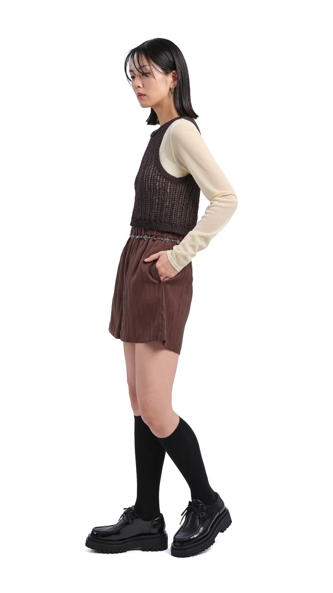 Mock-neck Sheer Top - Umamrii