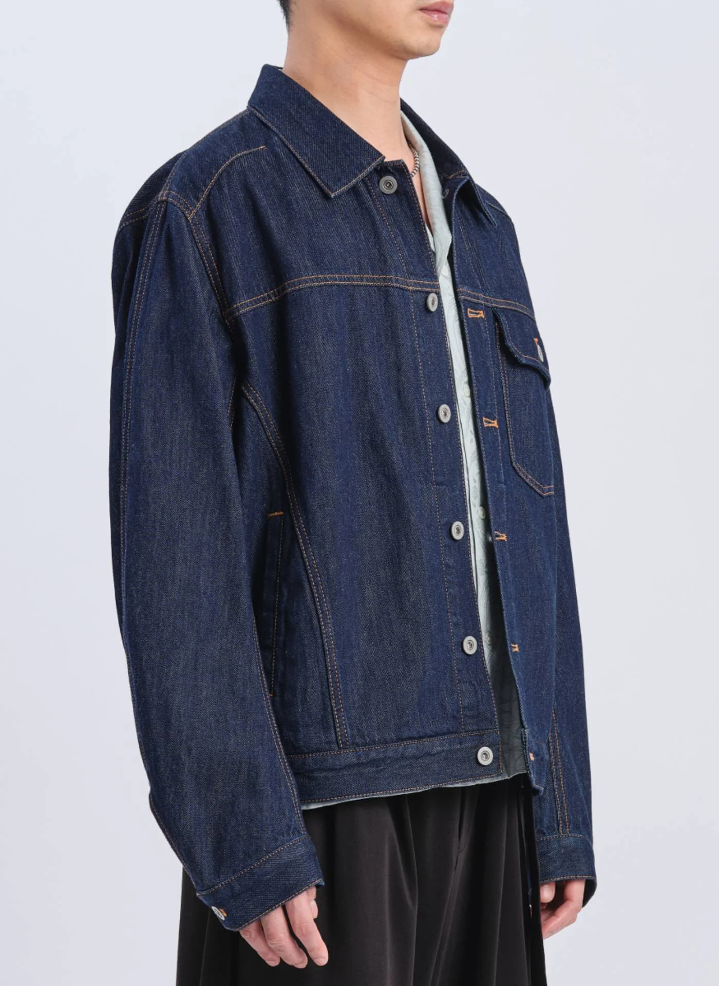 Indigo Cotton Linen Denim Jacket - Umamrii