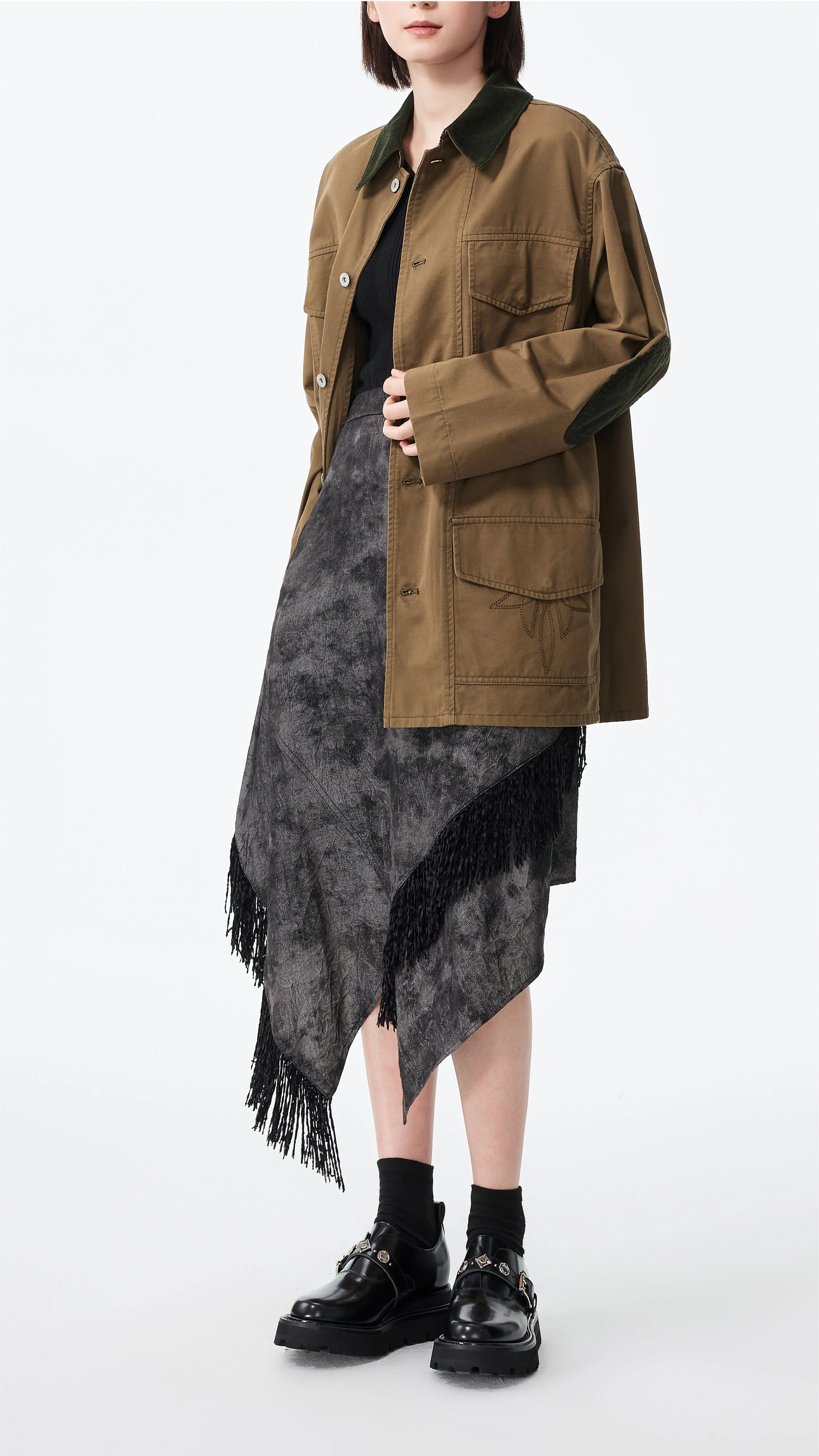 Western Faux Denim Pencil Skirt - Umamrii