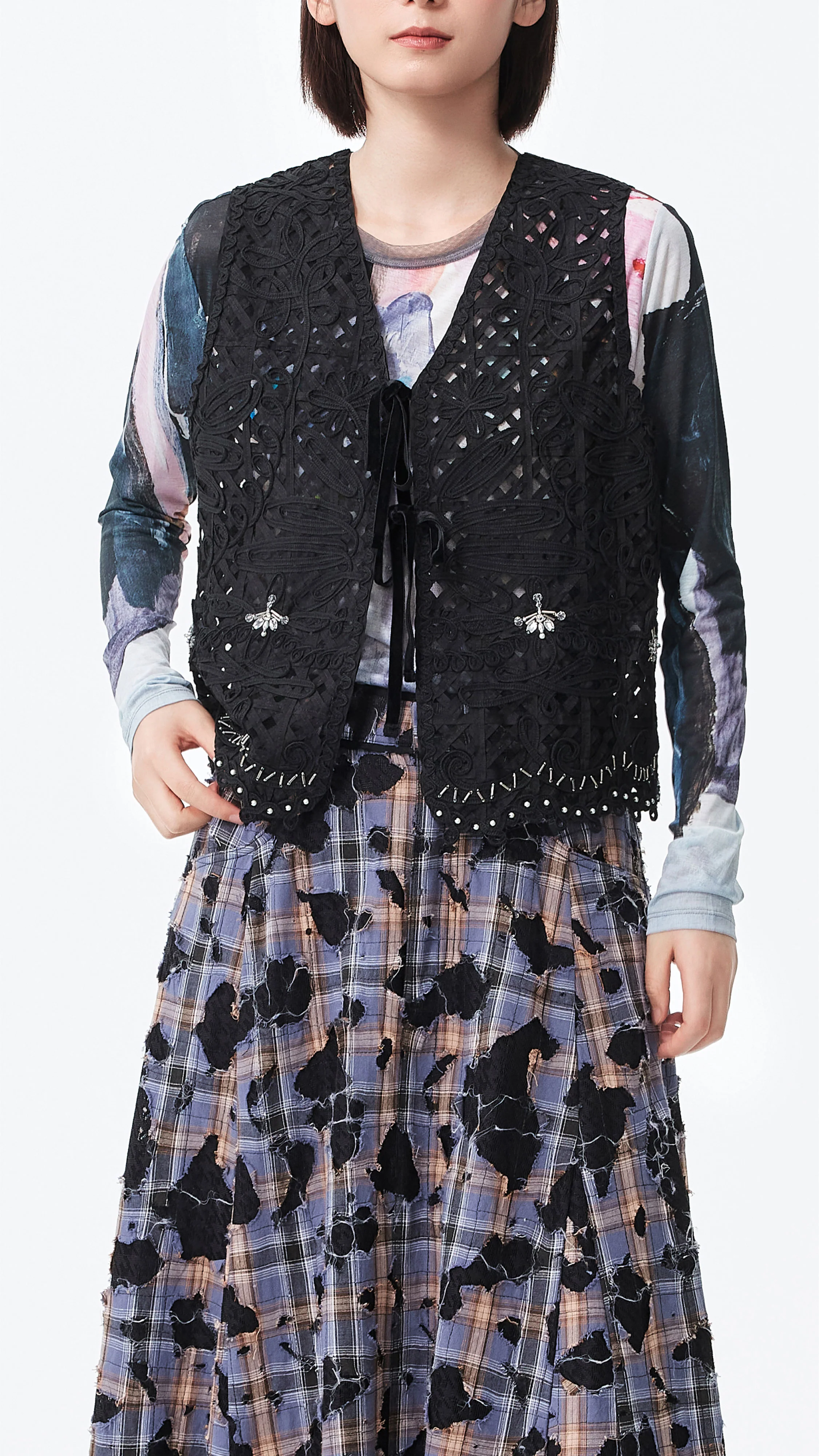 Cord Embroidery Waistcoat - Umamrii