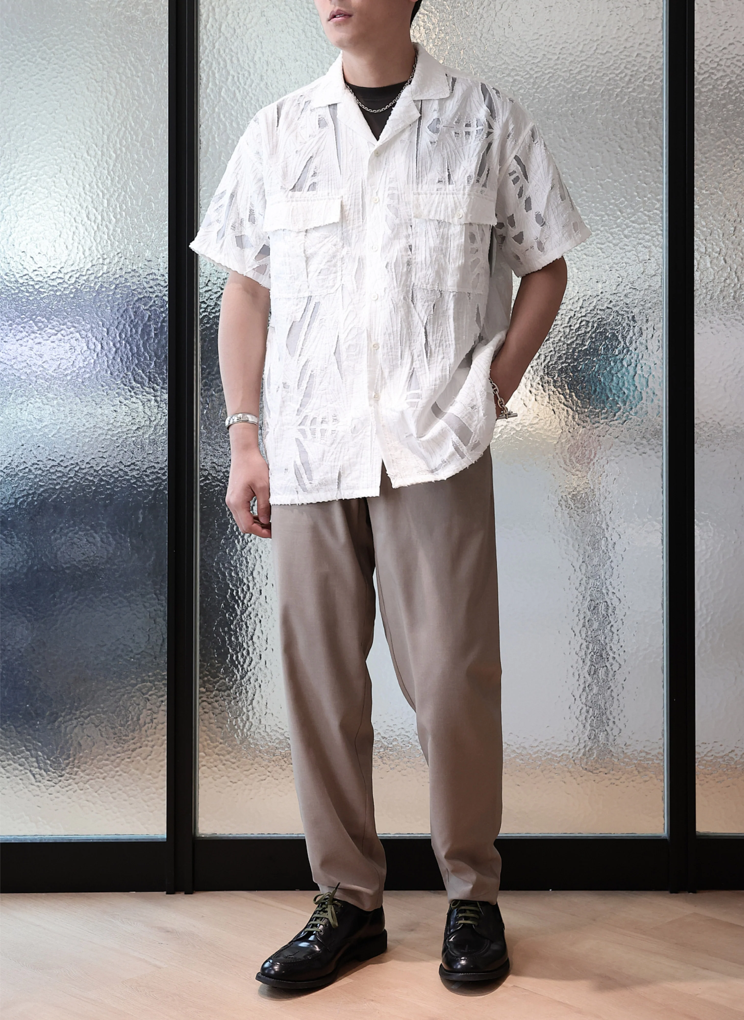 Polyester Wide Tapered Easy Pants - Umamrii