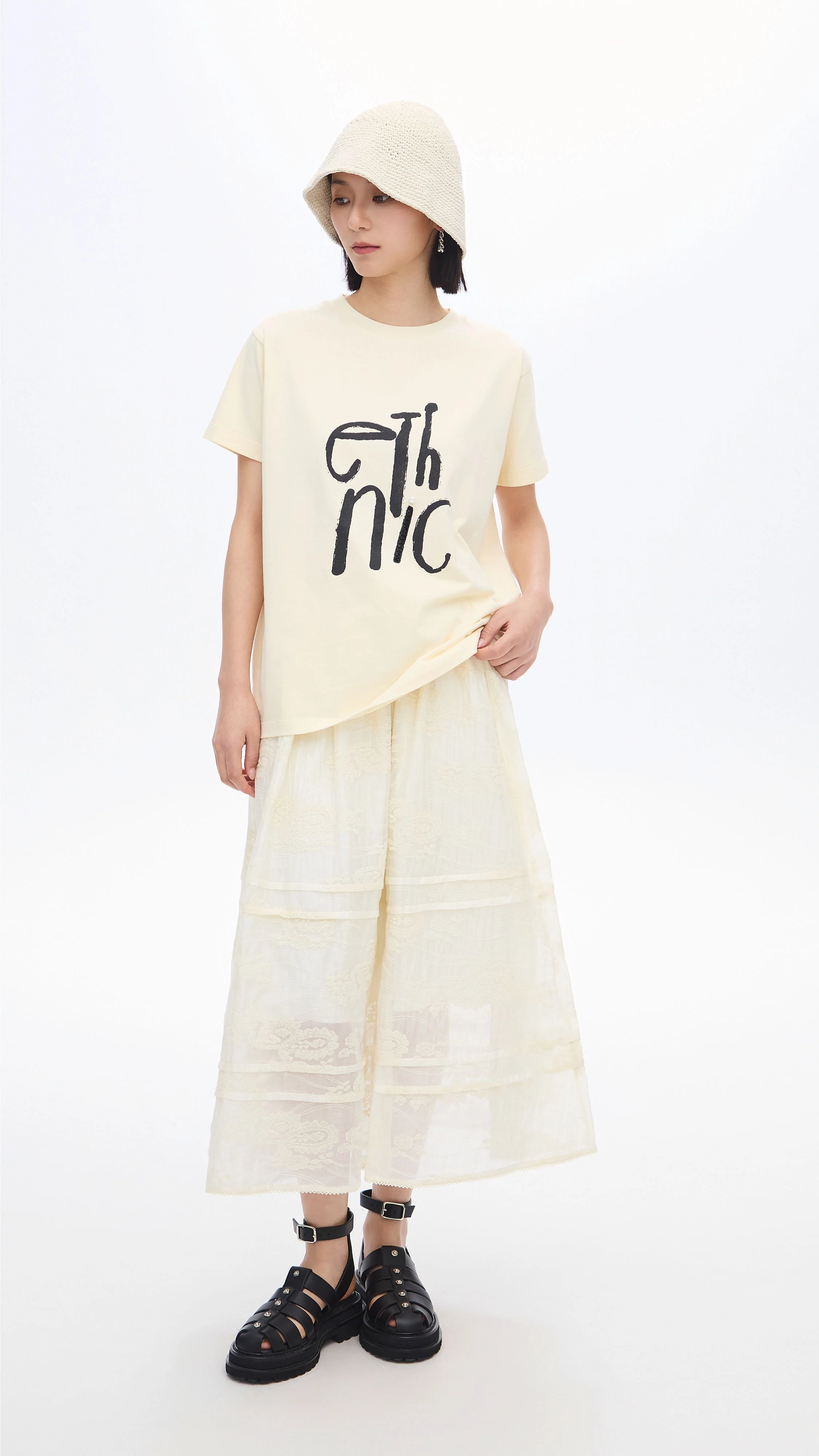 Garment-washed Wording Print Tee - Umamrii