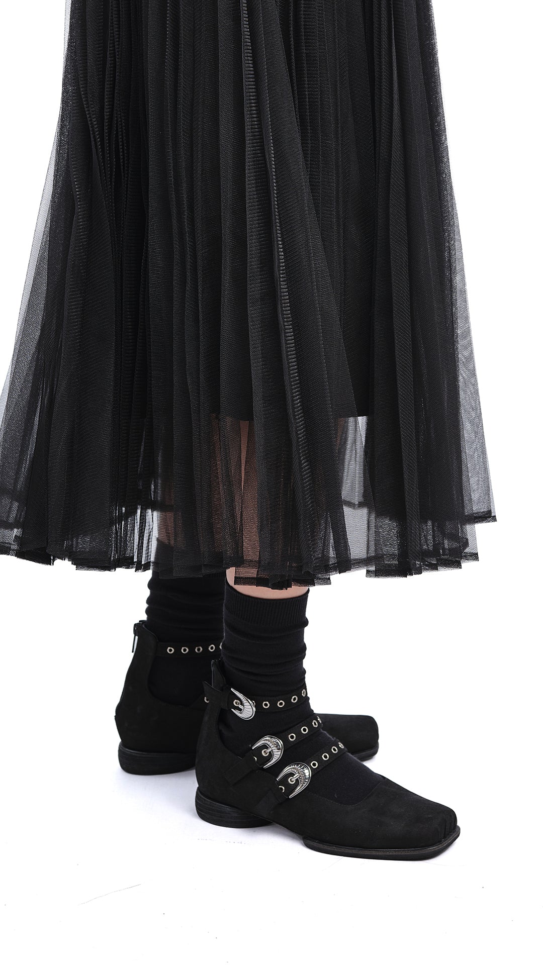 Square-toe Buckle Ballerina Flats - Umamrii