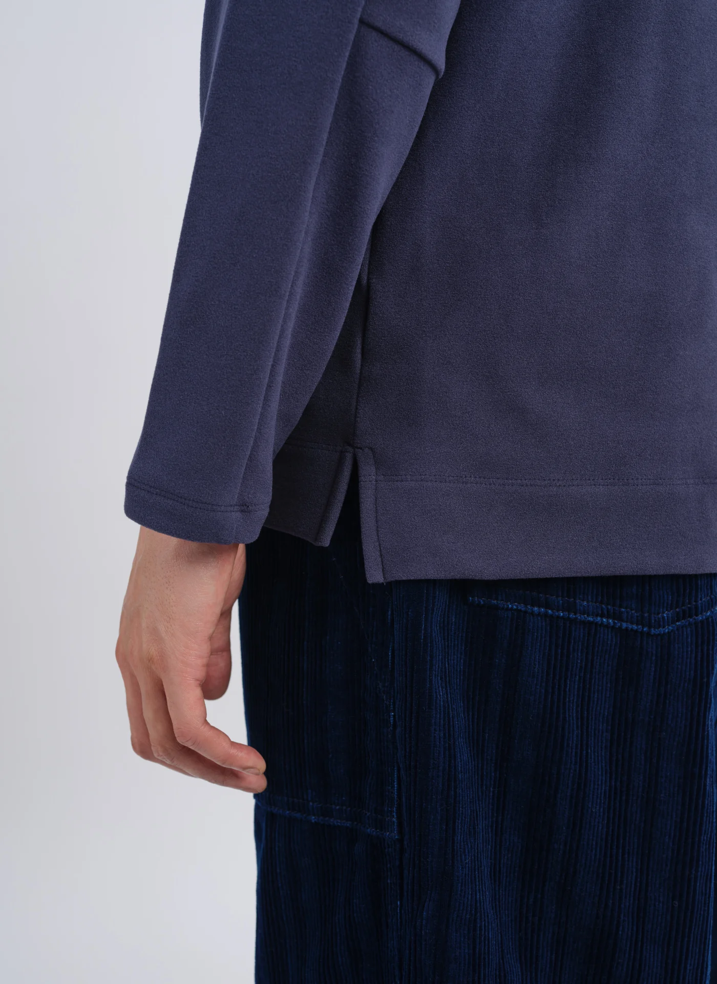 Polyester Velvet Fleece Mock Neck Top - Umamrii