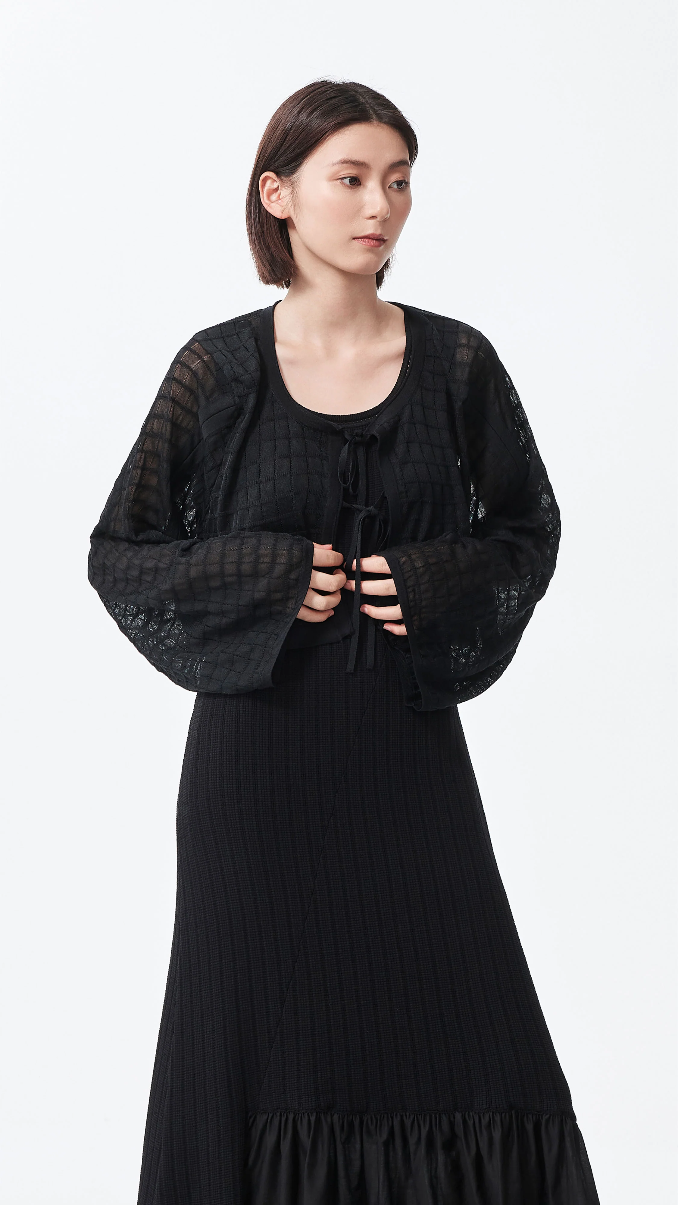 See-through Checker Cardigan - Umamrii