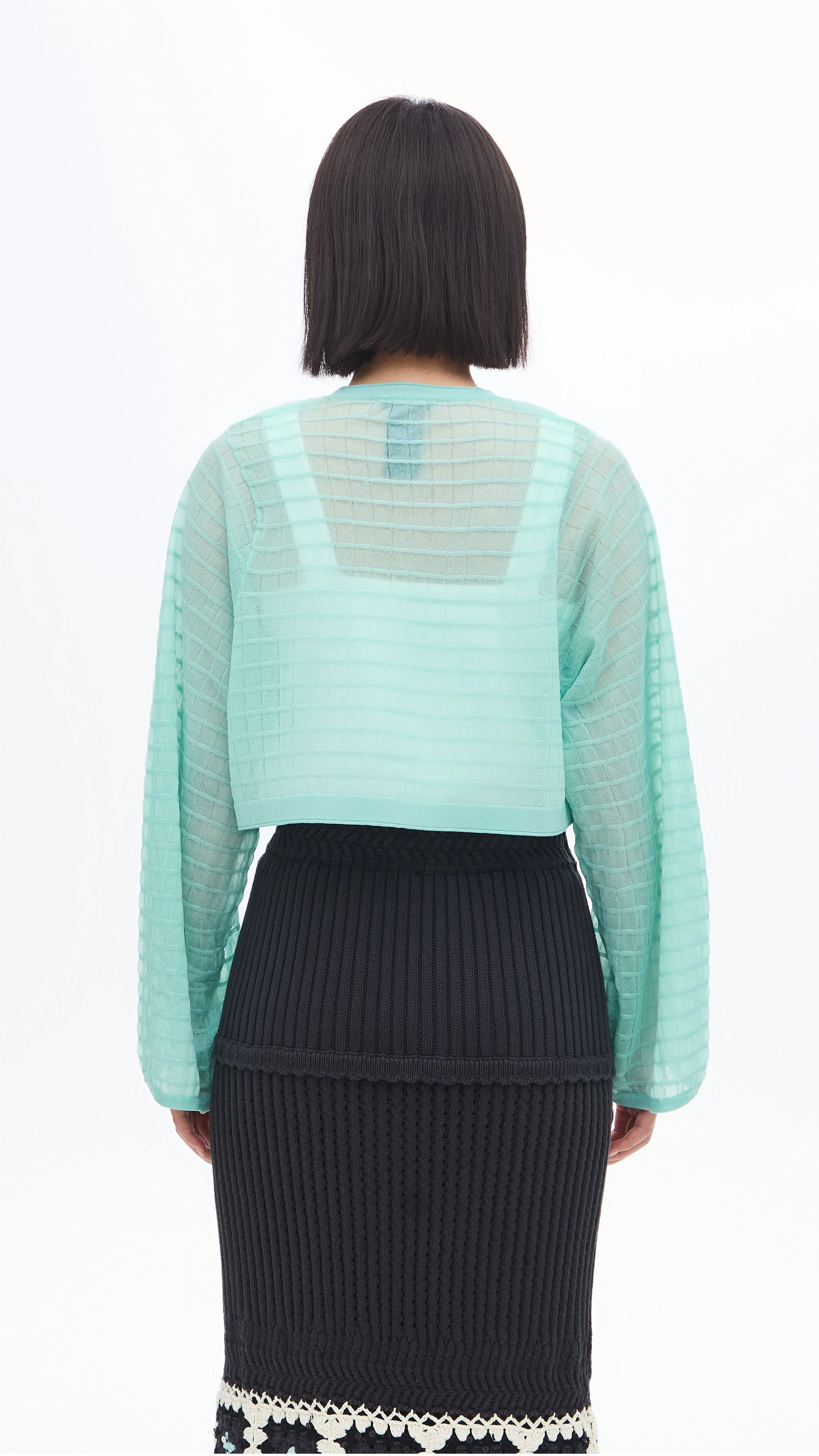 See-through Checker Cardigan - Umamrii