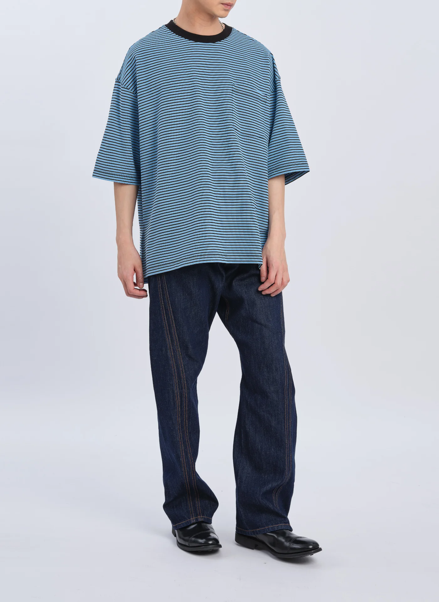 Jacquard Short Sleeves Border Top (T03) - Umamrii