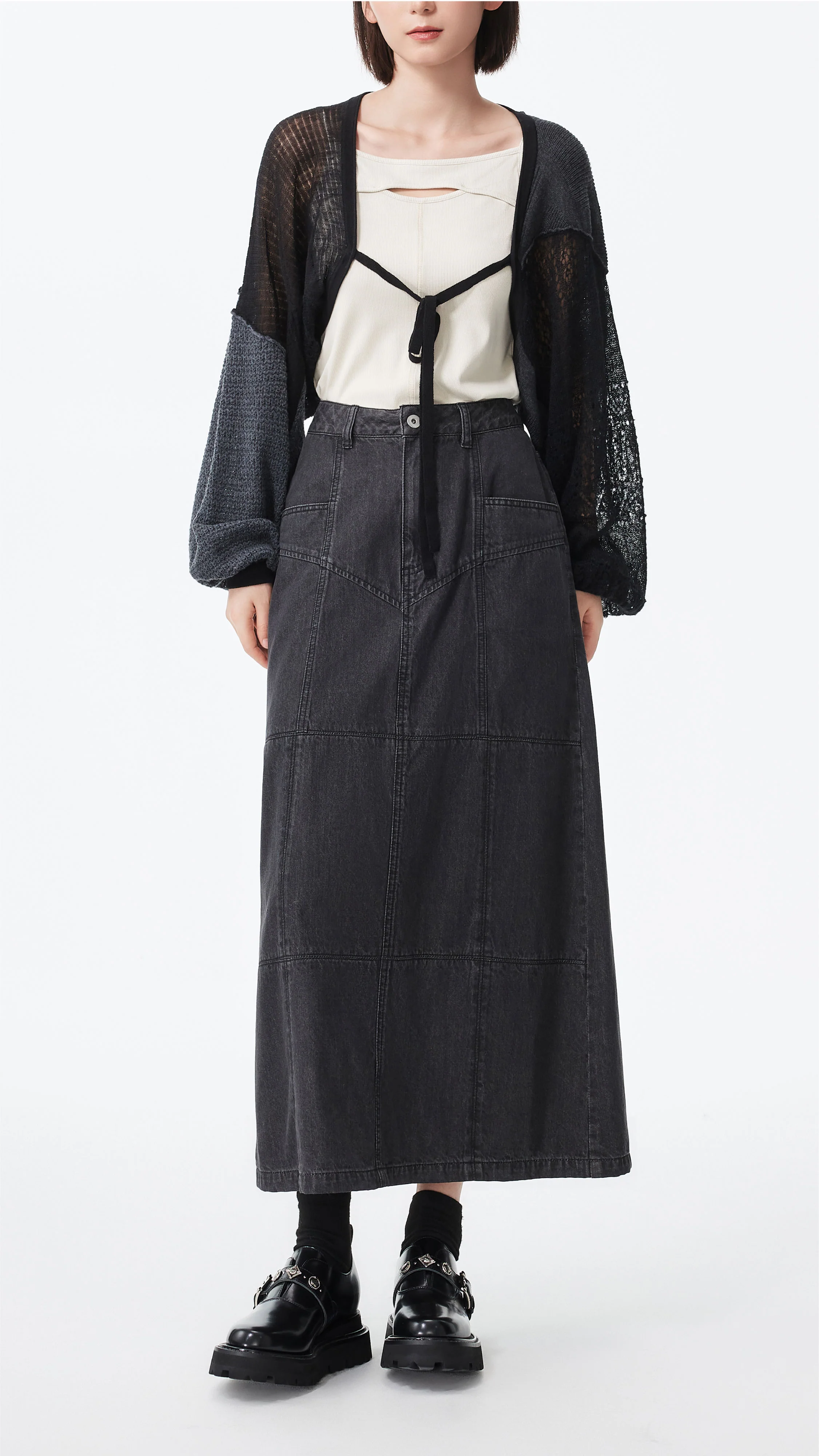 Western Denim Pencil Skirt - Umamrii