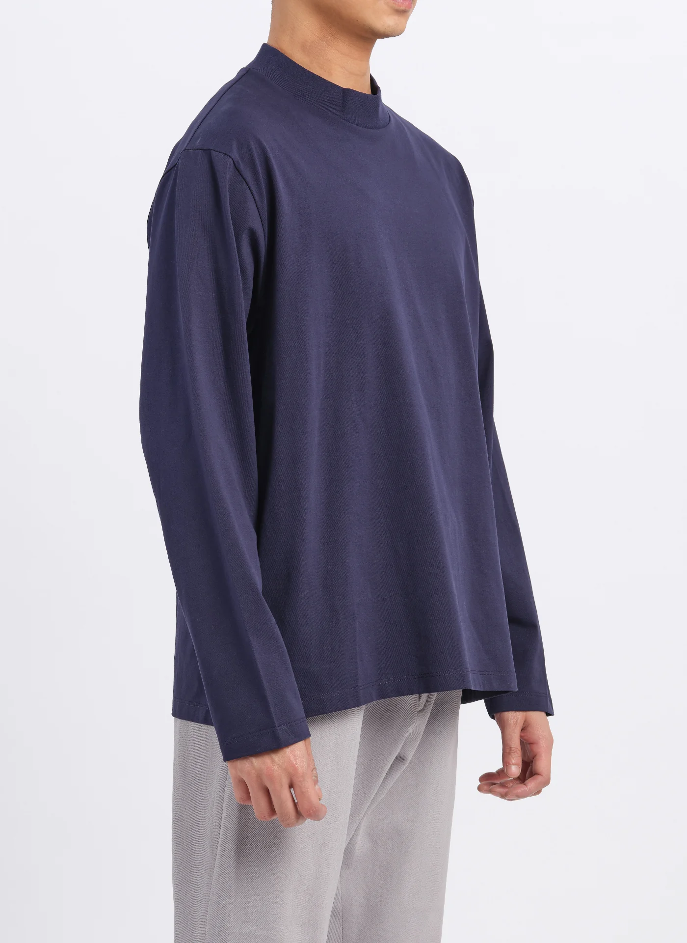 Mercerized Cotton Mock Neck Tee (T-05) - Umamrii