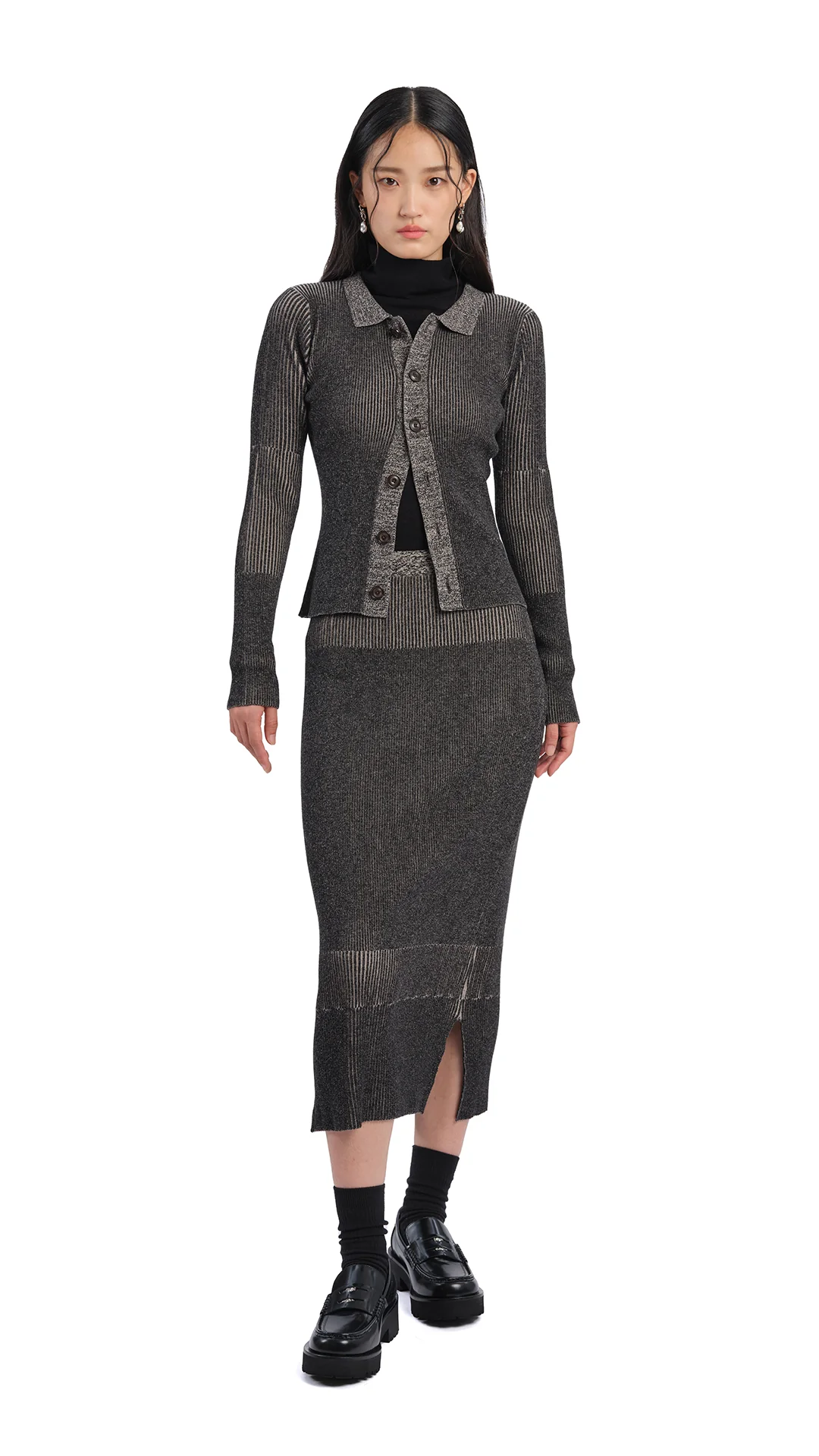 Knitted Two Tone Pencil Skirt - Umamrii