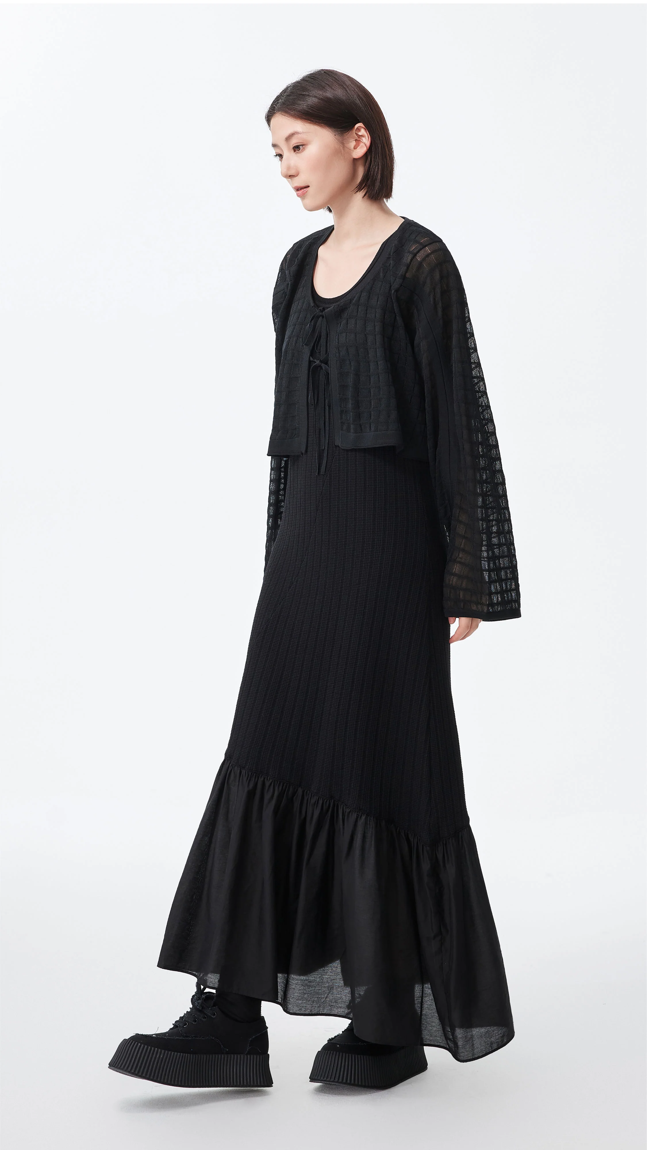 See-through Checker Cardigan - Umamrii