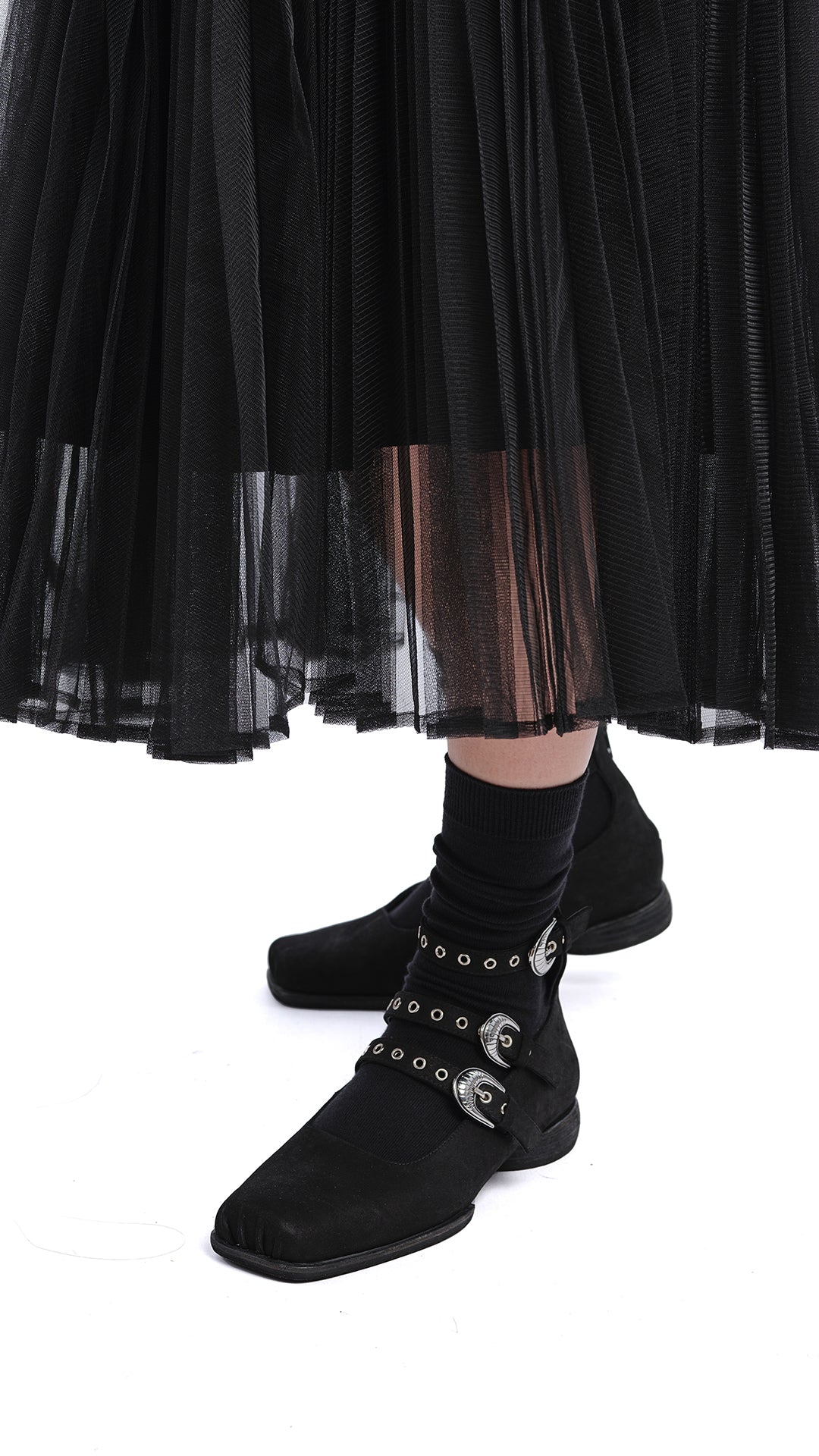 Square-toe Buckle Ballerina Flats - Umamrii