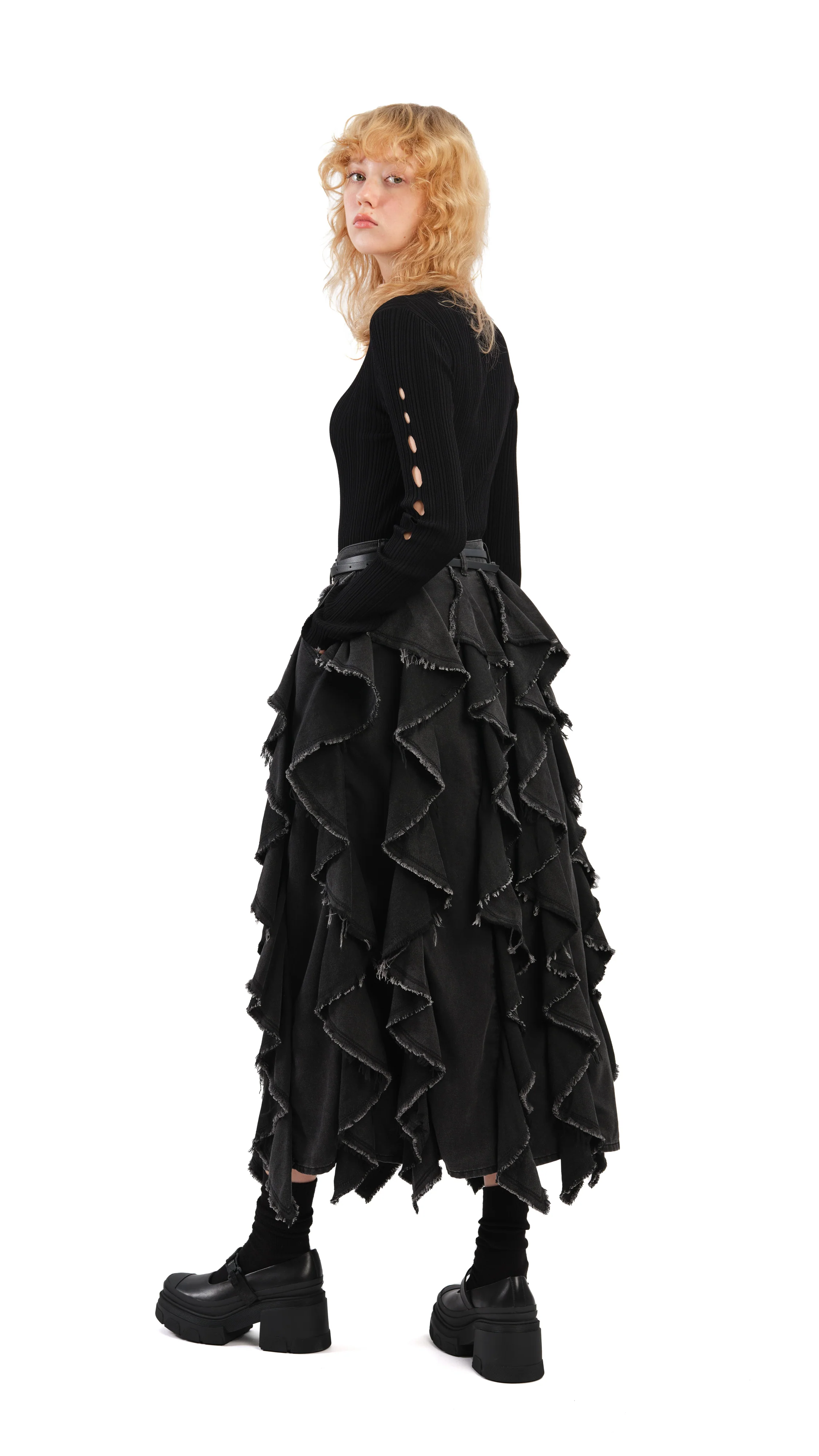 Ruffles Denim Skirt - Umamrii