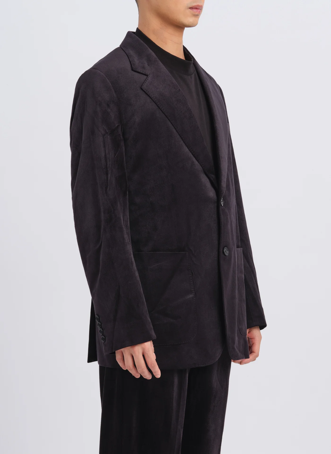 Micro Polyester Velour Twill Construction Suit Blazer - Umamrii