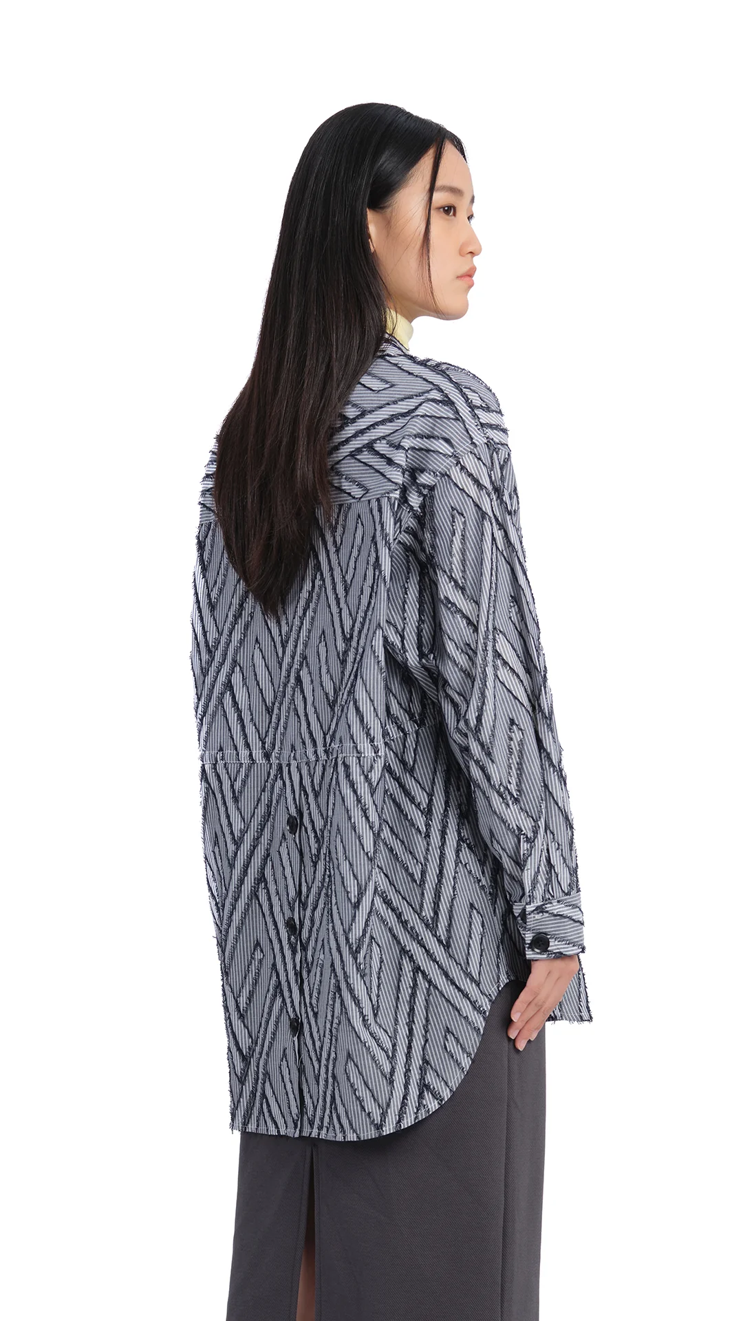 Dyed Cotton Cut Jacquard Shacket - Umamrii