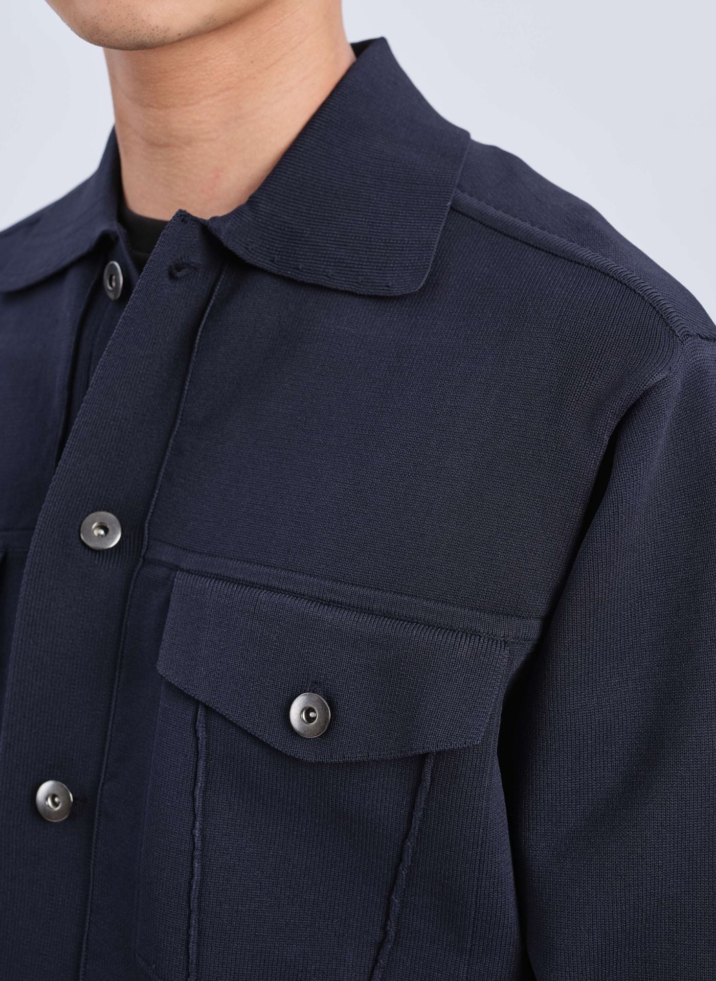 Polyester Business Knit Trucker Jacket - Umamrii