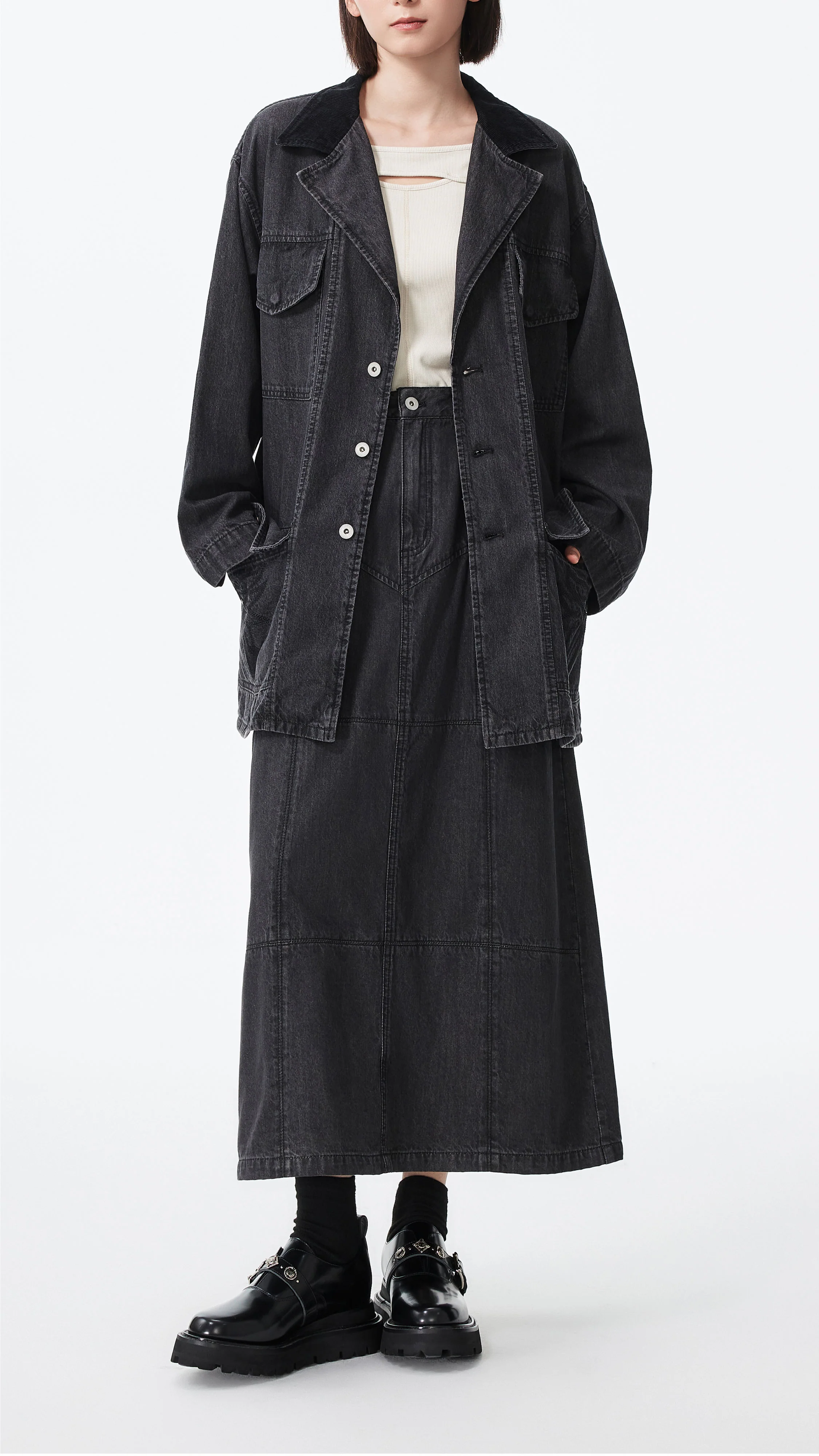 Western Denim Pencil Skirt - Umamrii