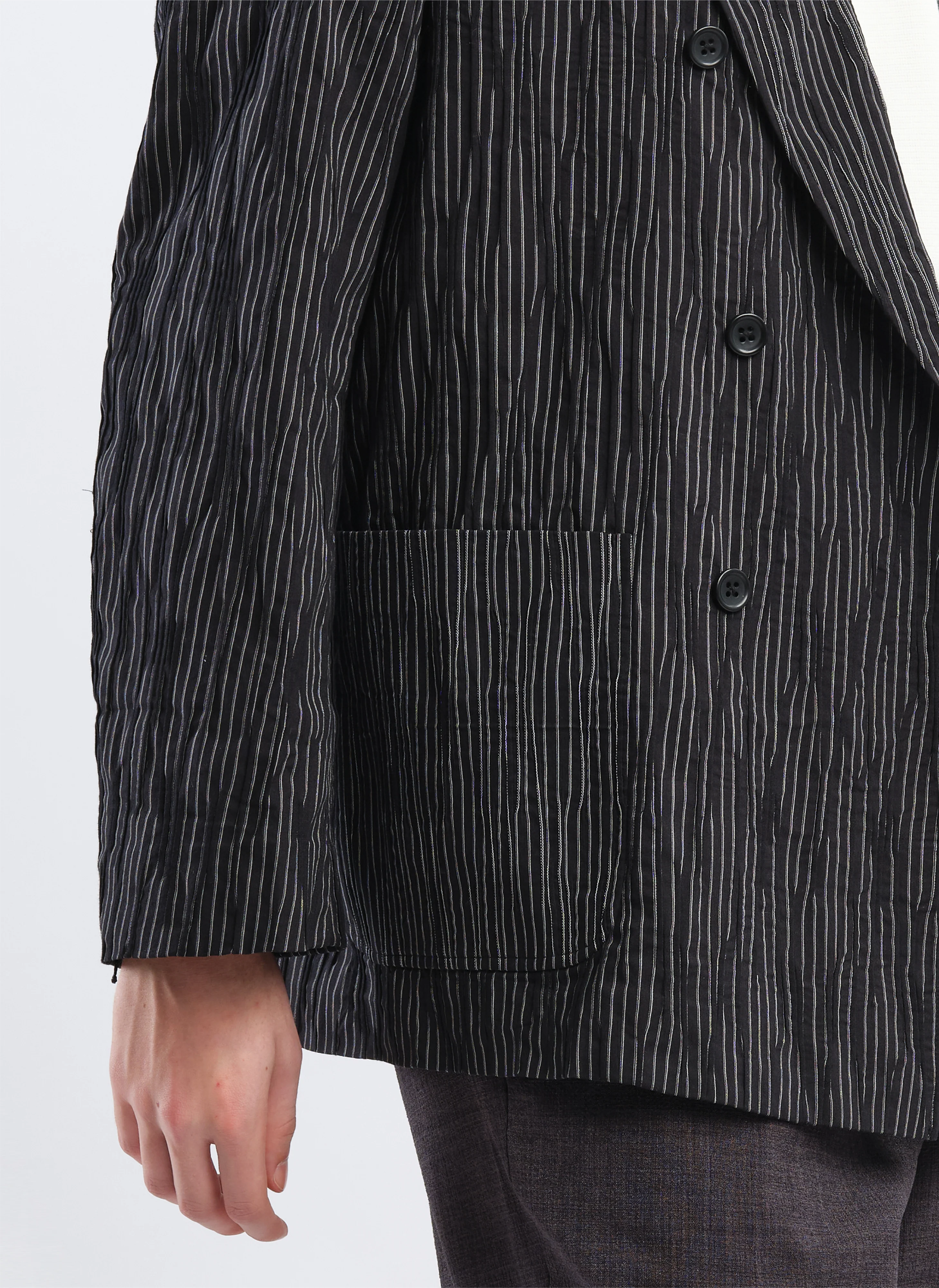 Distort Cotton Dobby Cloth Double Breasted Blazer - Umamrii