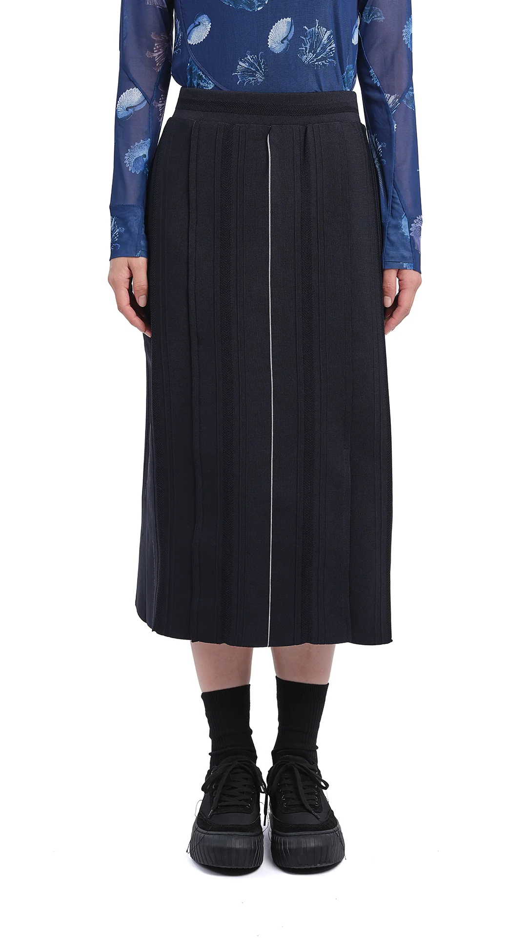 Knitted Contrast Stitch Pencil Skirt - Umamrii