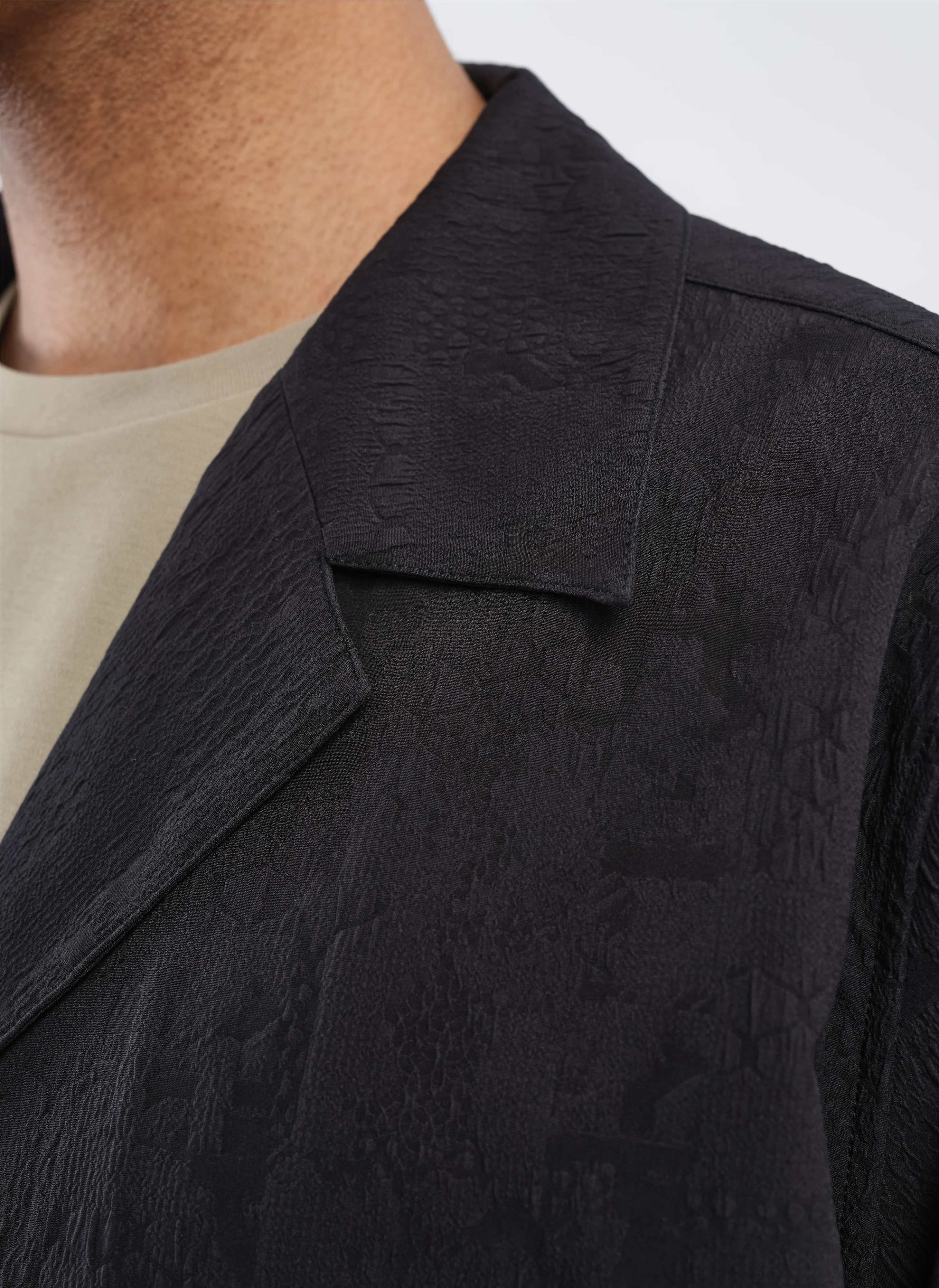 Rayon Polyester Nylon Sapndex Jacquard Soft Shirt Blouson - Umamrii