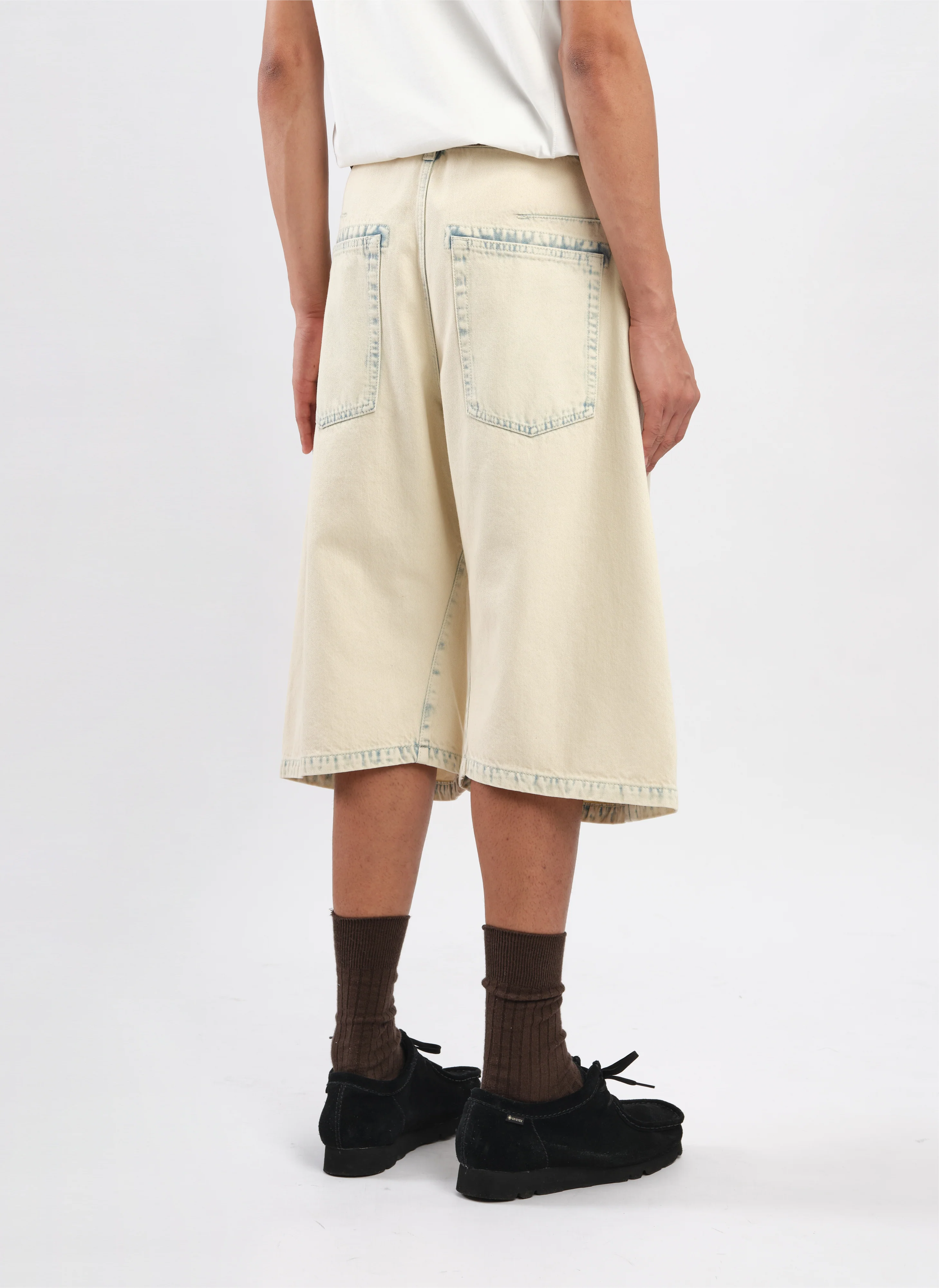 Bleached Wash Cotton Denim Shorts - Umamrii