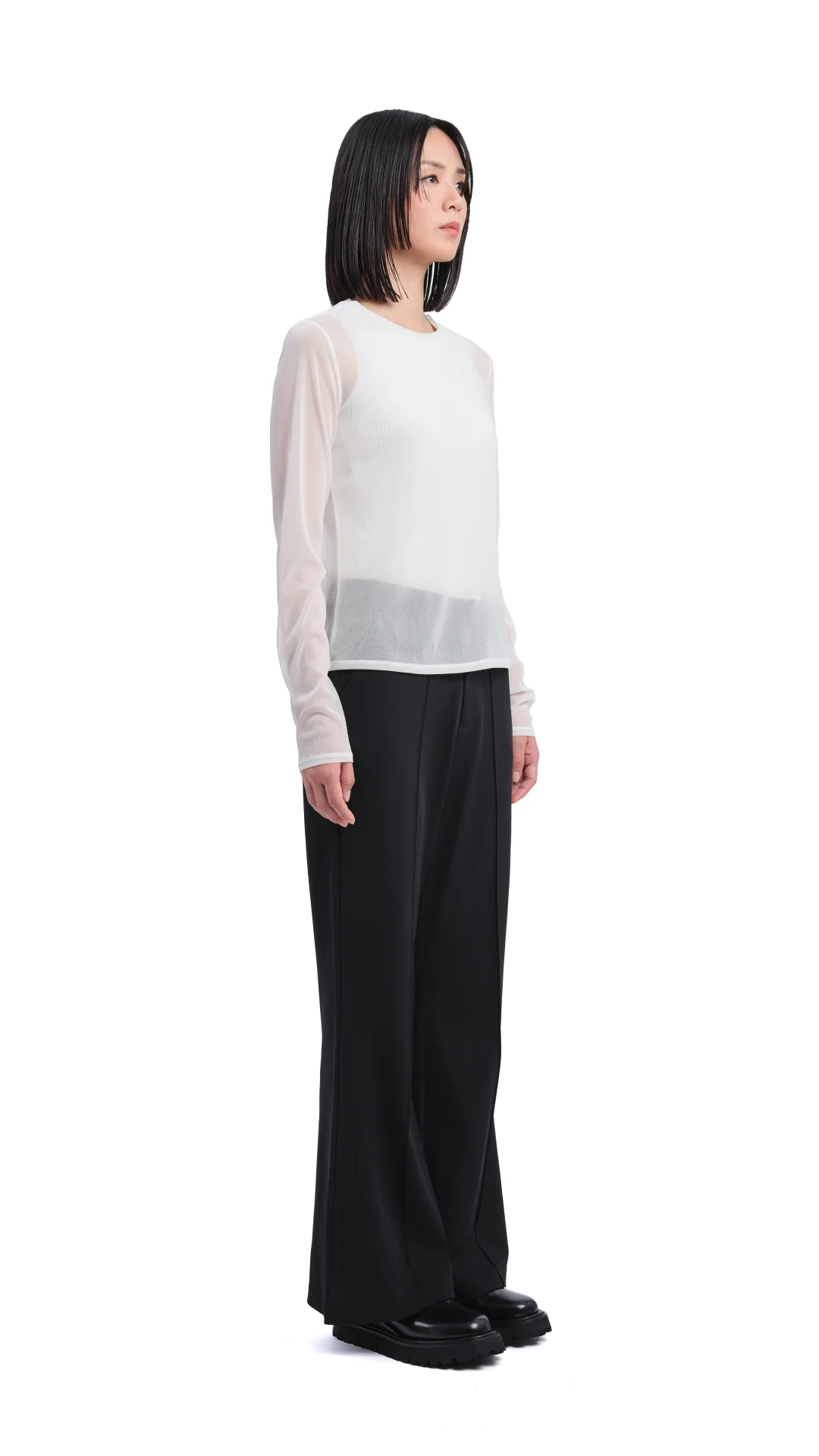 Mock-neck Sheer Top - Umamrii