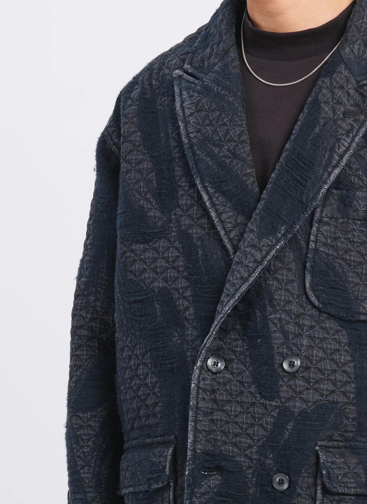 Cotton Polyester Jacquard Paisley Soft Double breasted Blazer - Umamrii