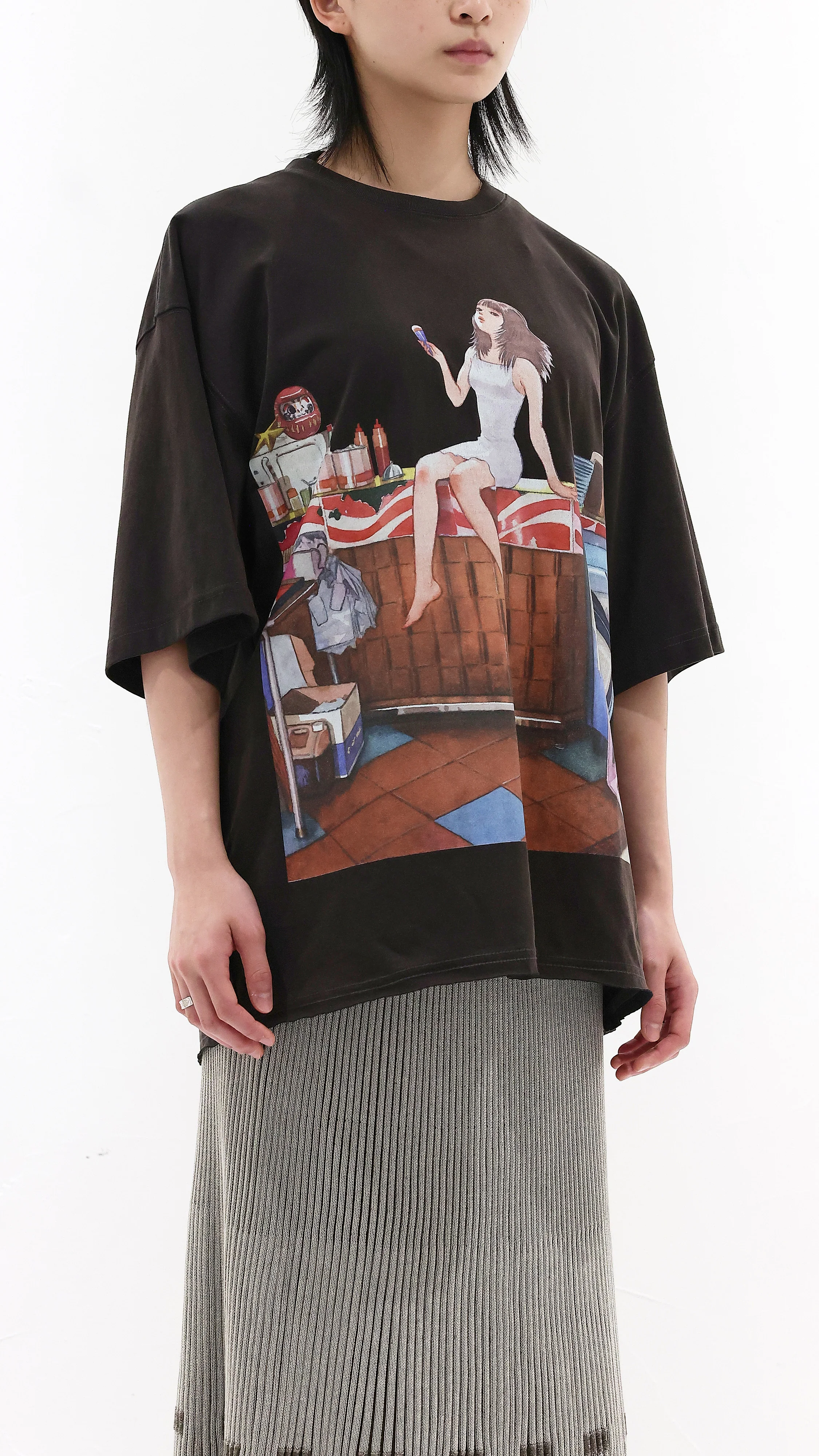 INITIAL x Little Thunder Oversize Washed Print-Tee - Umamrii
