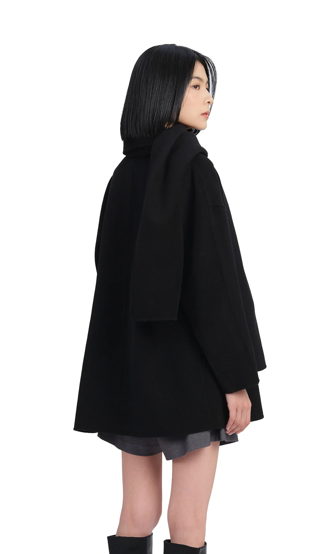 Double Face Jacket With Scarf - Umamrii