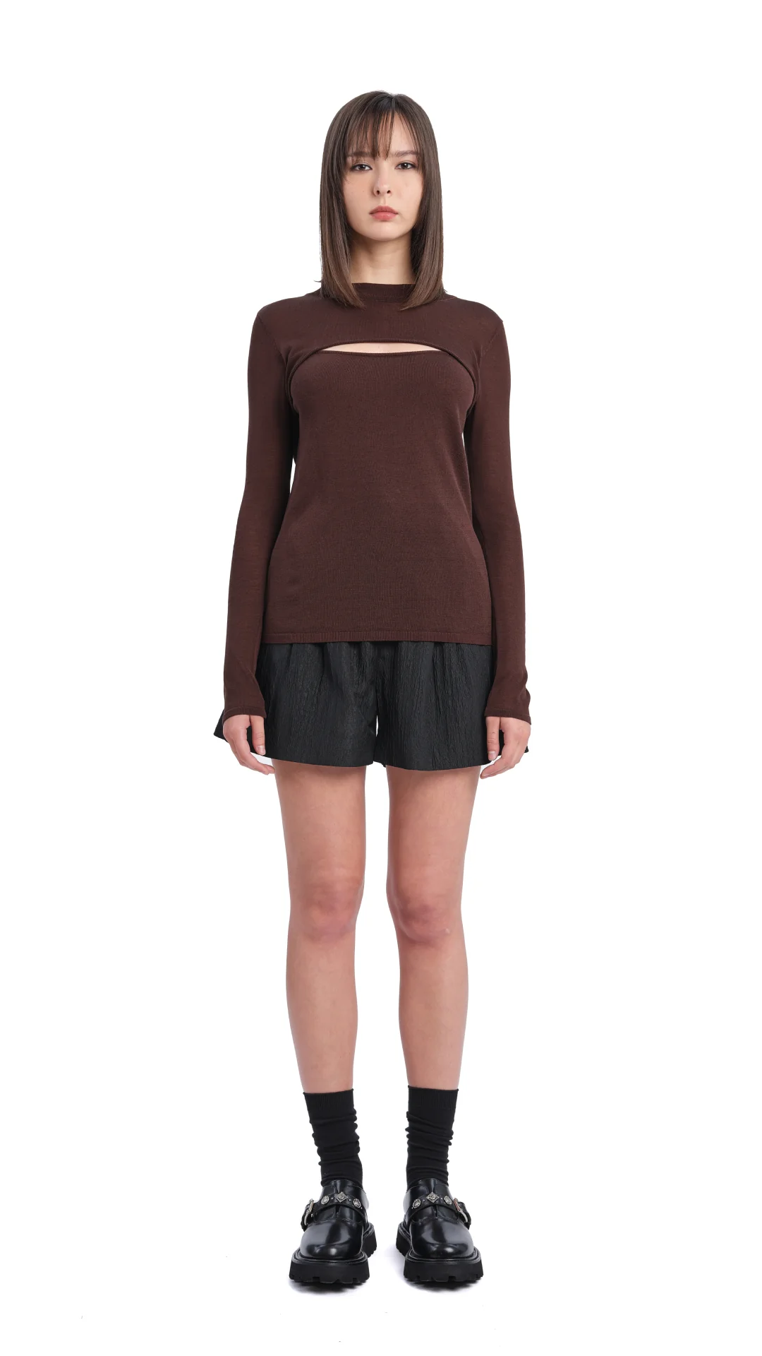 Acetate Sheer Cut Out Sweater - Umamrii