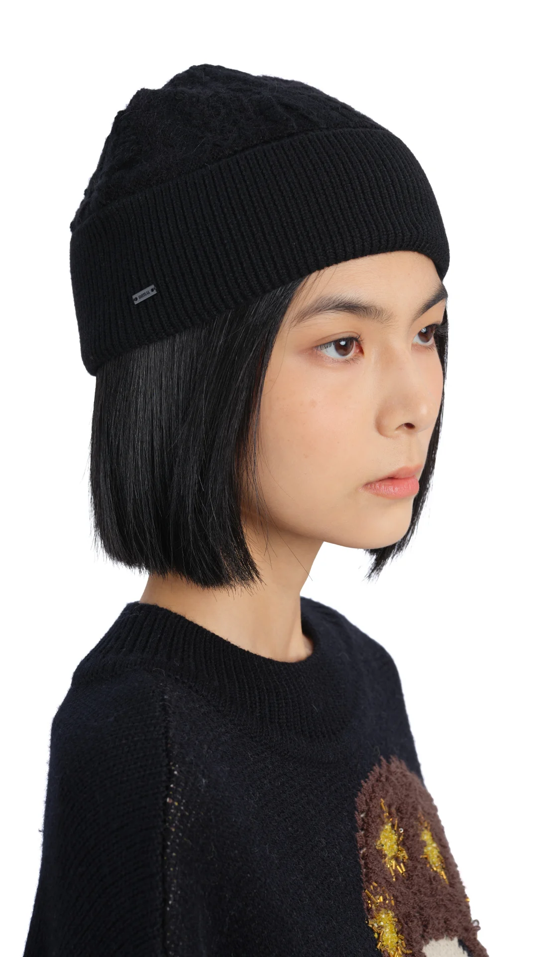 Multi-Yarn Patterned Knit Beanie - Umamrii
