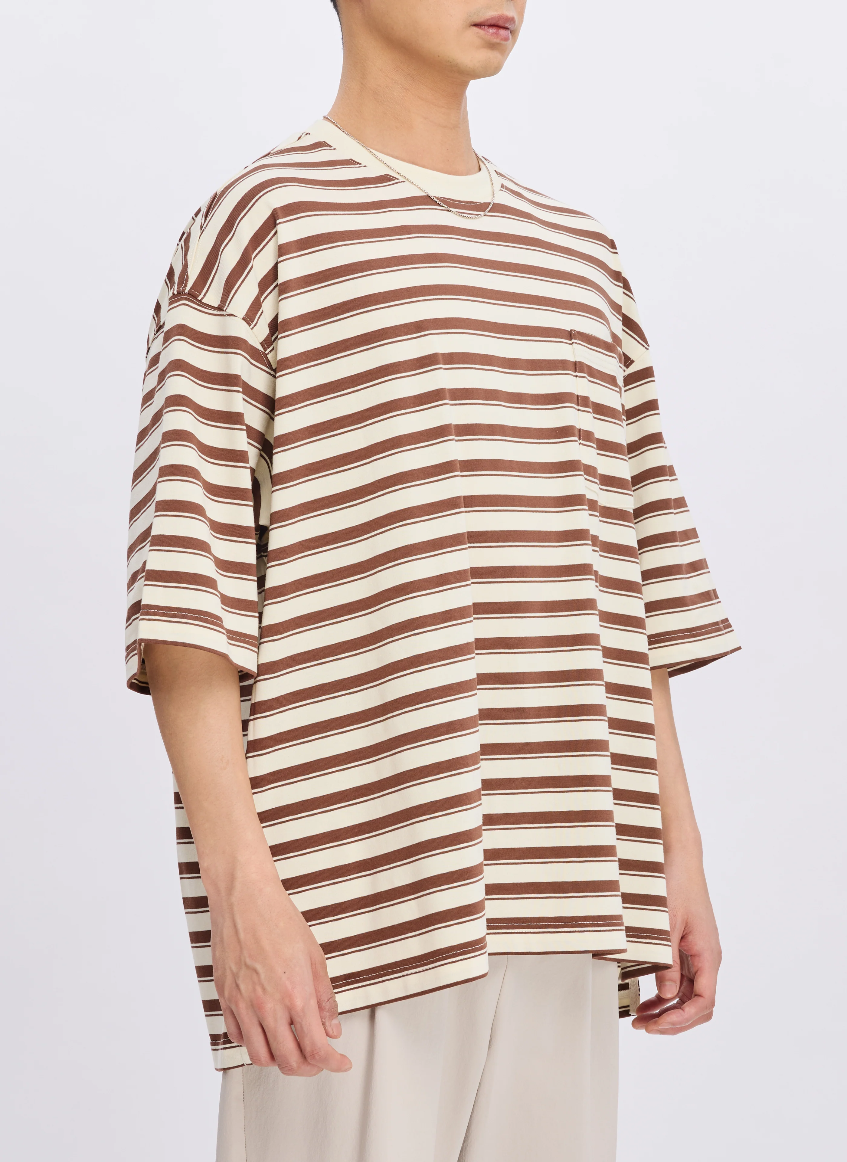 230G Jacquard Short Sleeves Border Tops - Umamrii