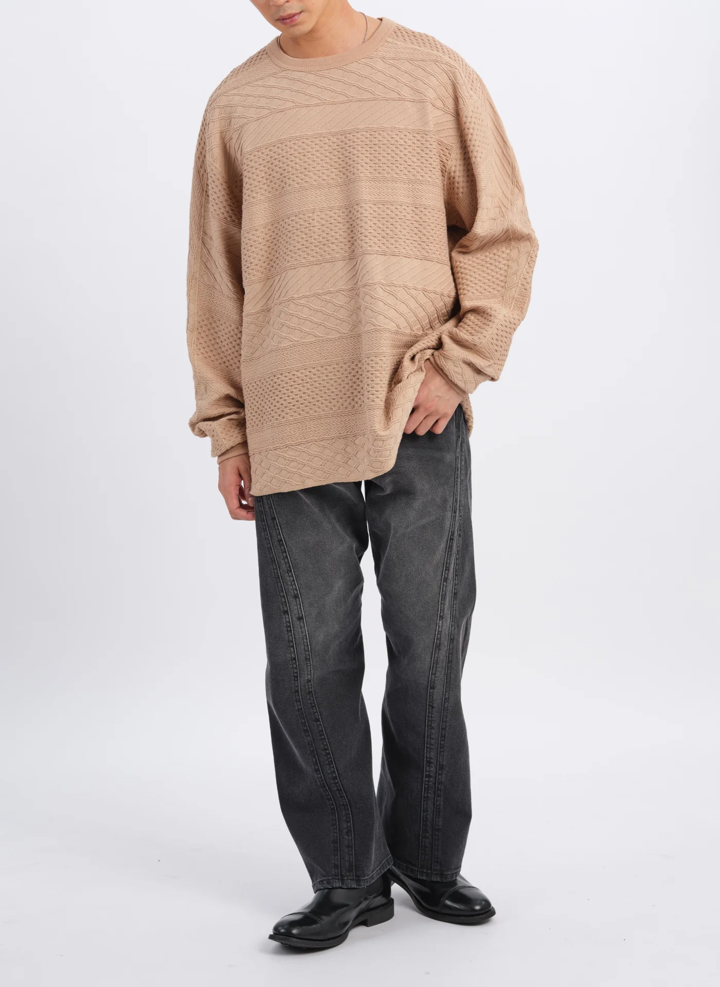 Cotton Jacquard Patchwork Tops - Umamrii