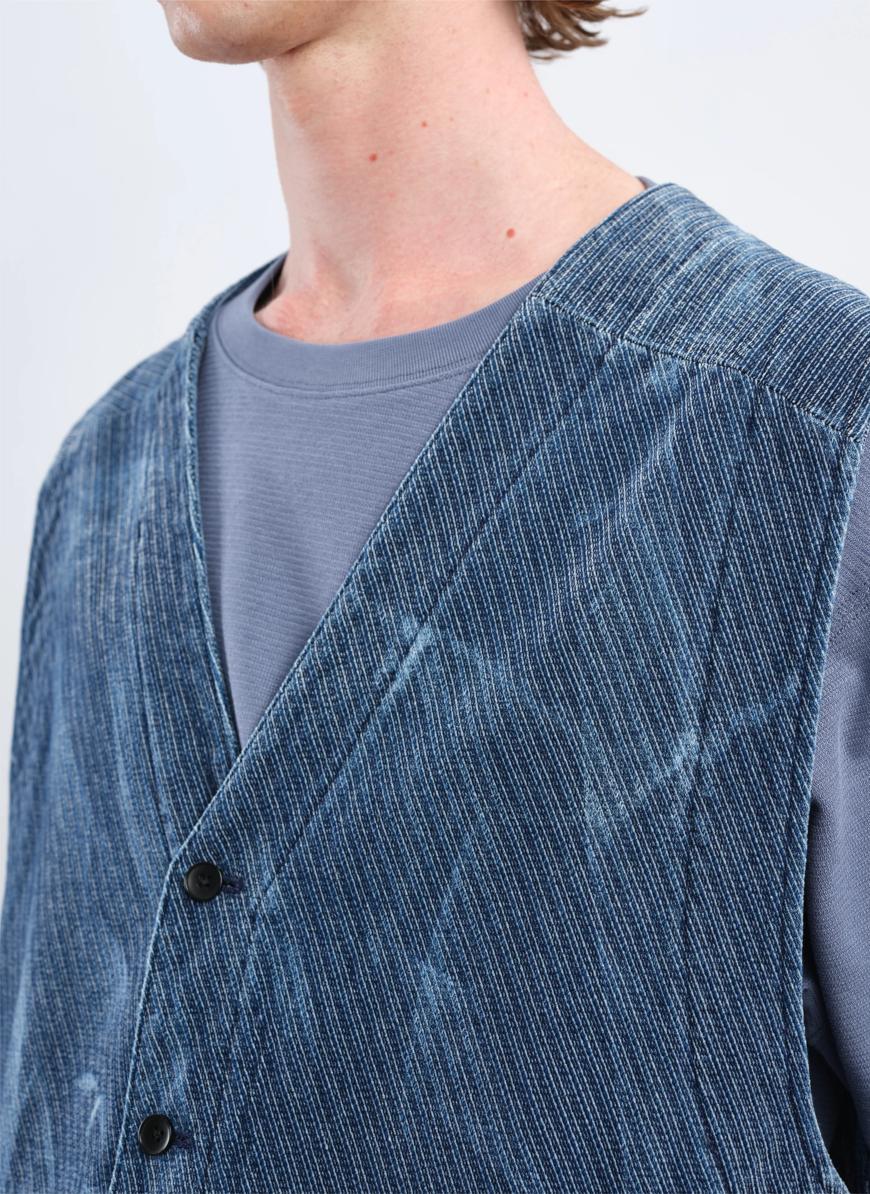 Indigo Cotton Polyester Jersey Waistcoat - Umamrii