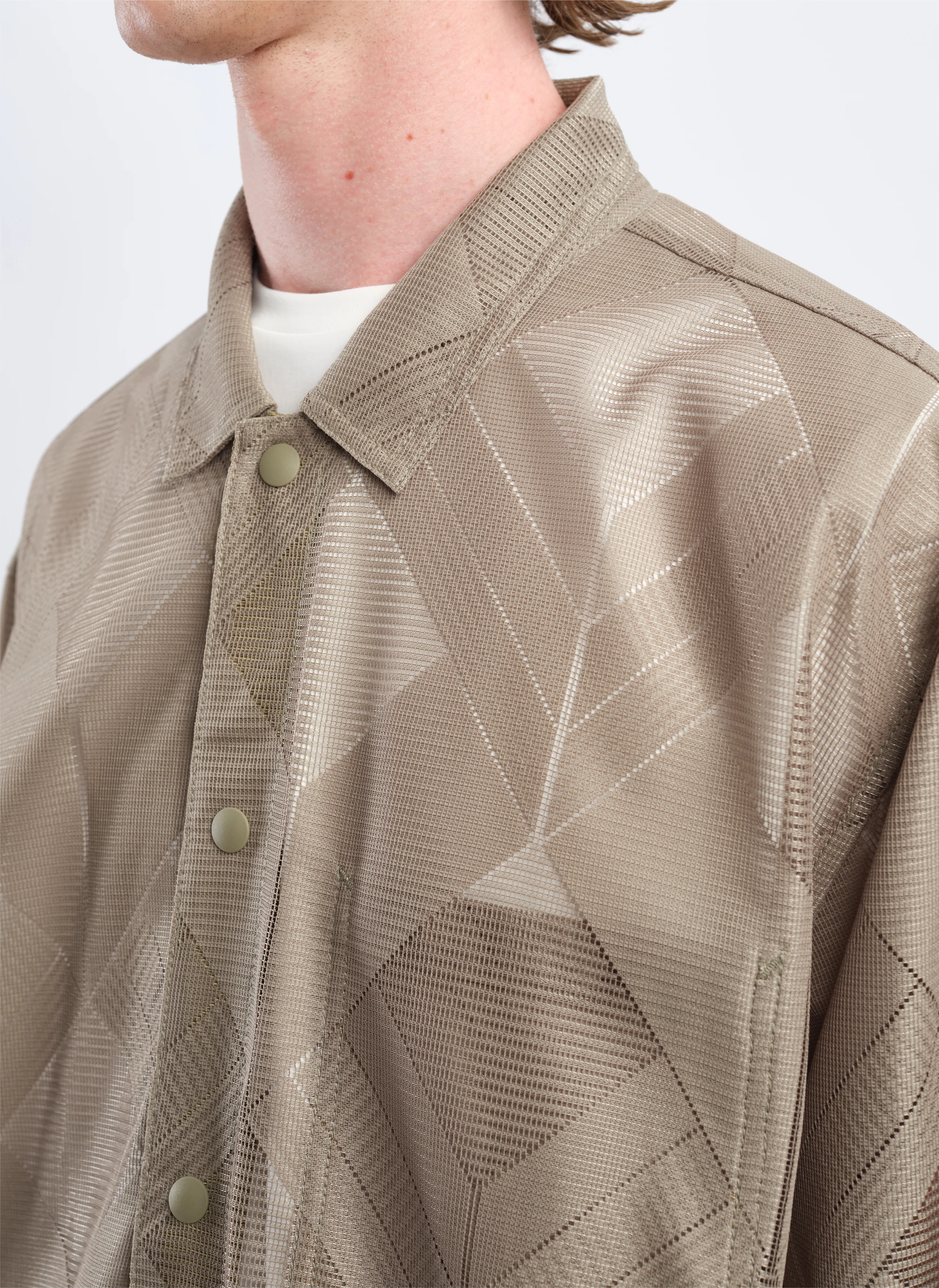 Polyester Geometric Jacquard Coach Jacket - Umamrii