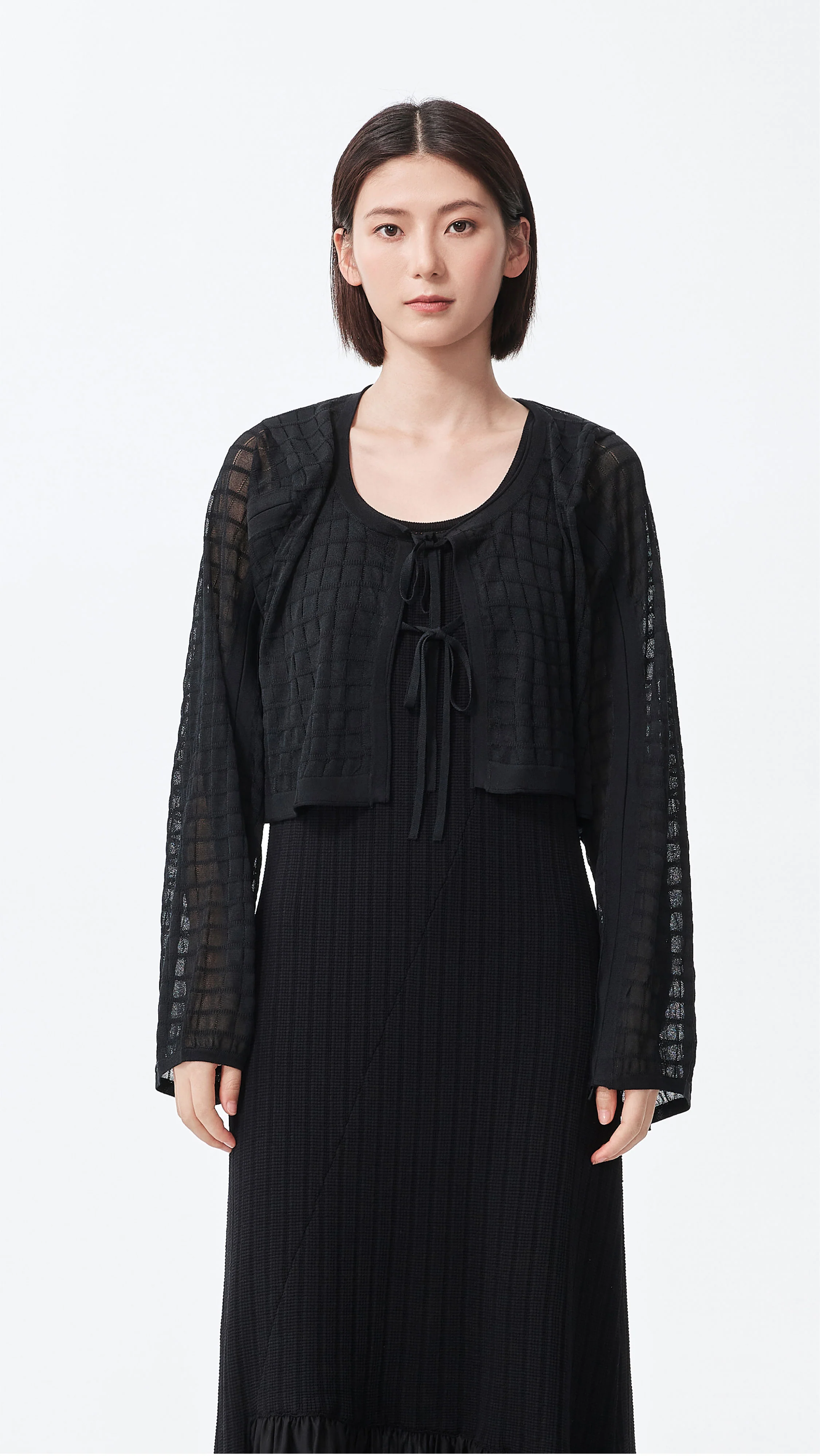 See-through Checker Cardigan - Umamrii