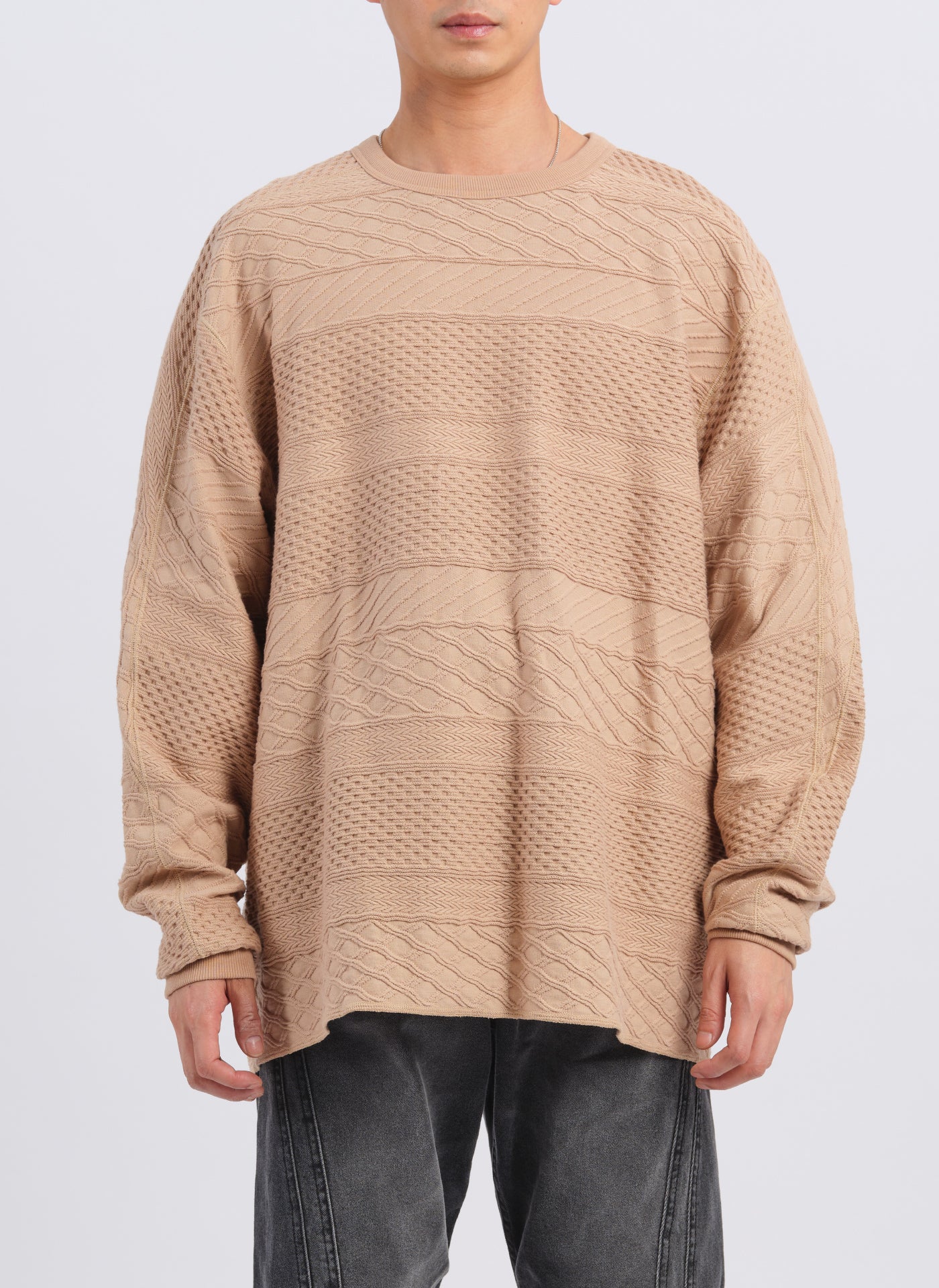 Cotton Jacquard Patchwork Tops - Umamrii