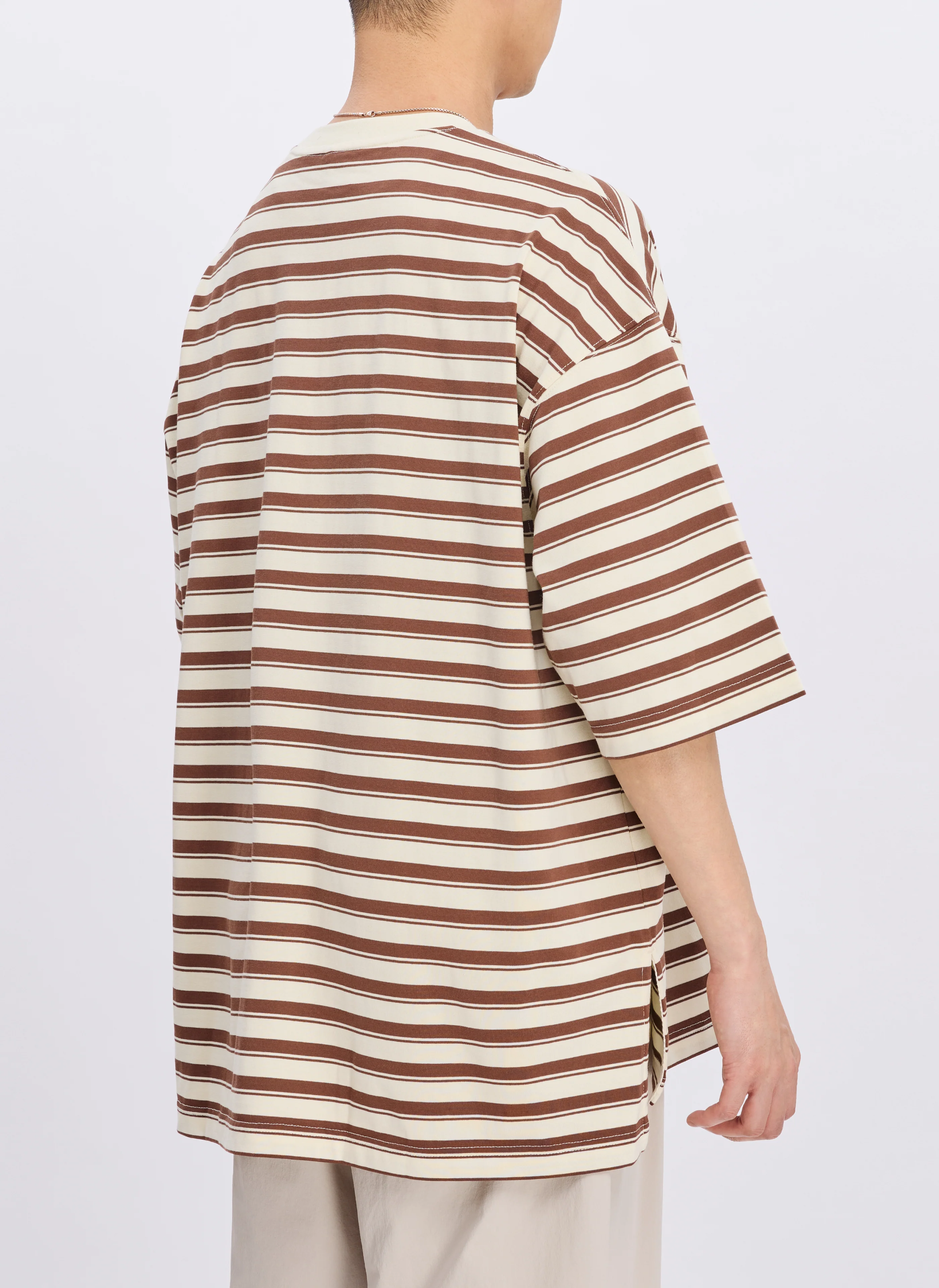 230G Jacquard Short Sleeves Border Tops - Umamrii