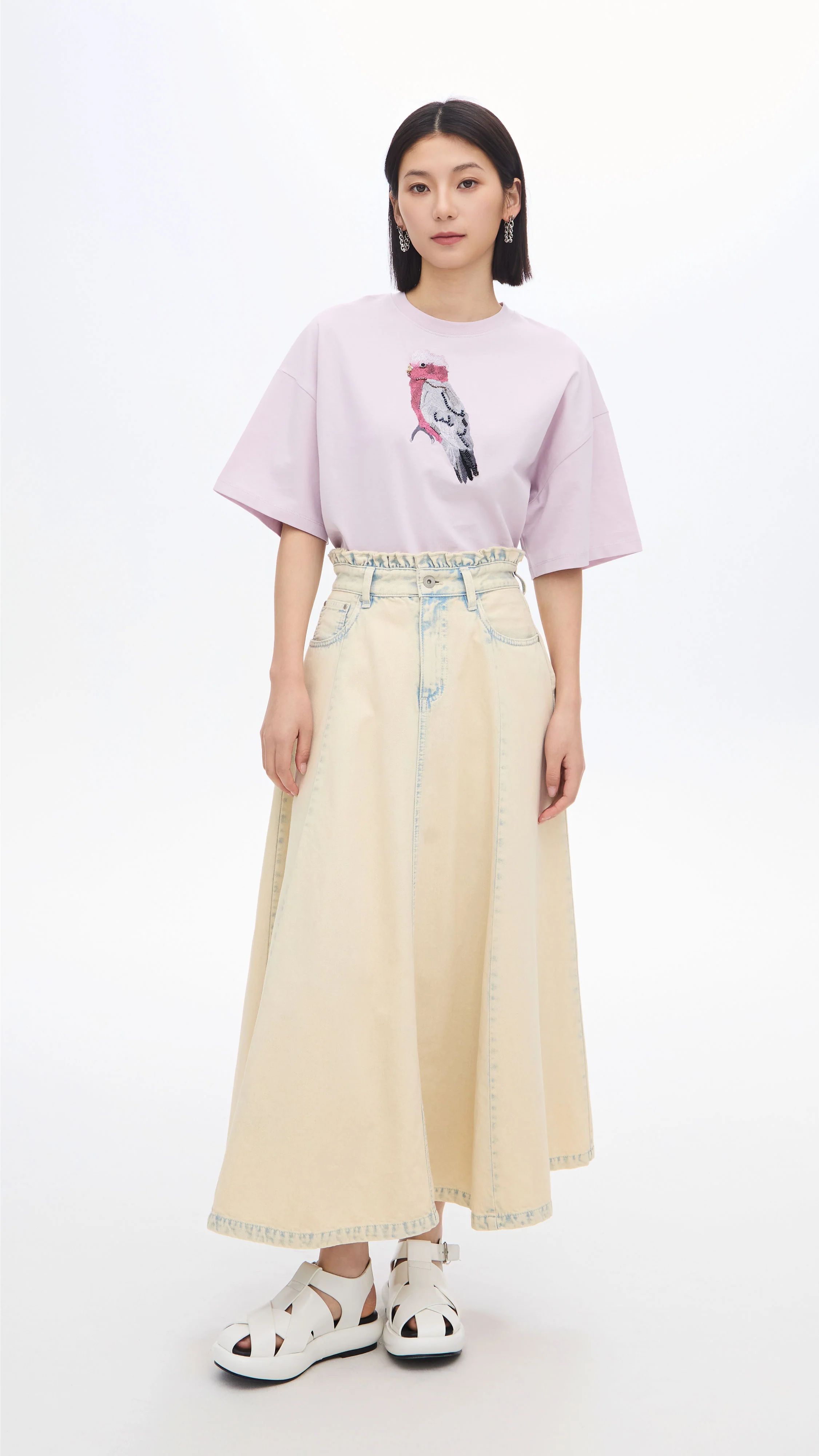 Bleach-washed Denim Skirt - Umamrii