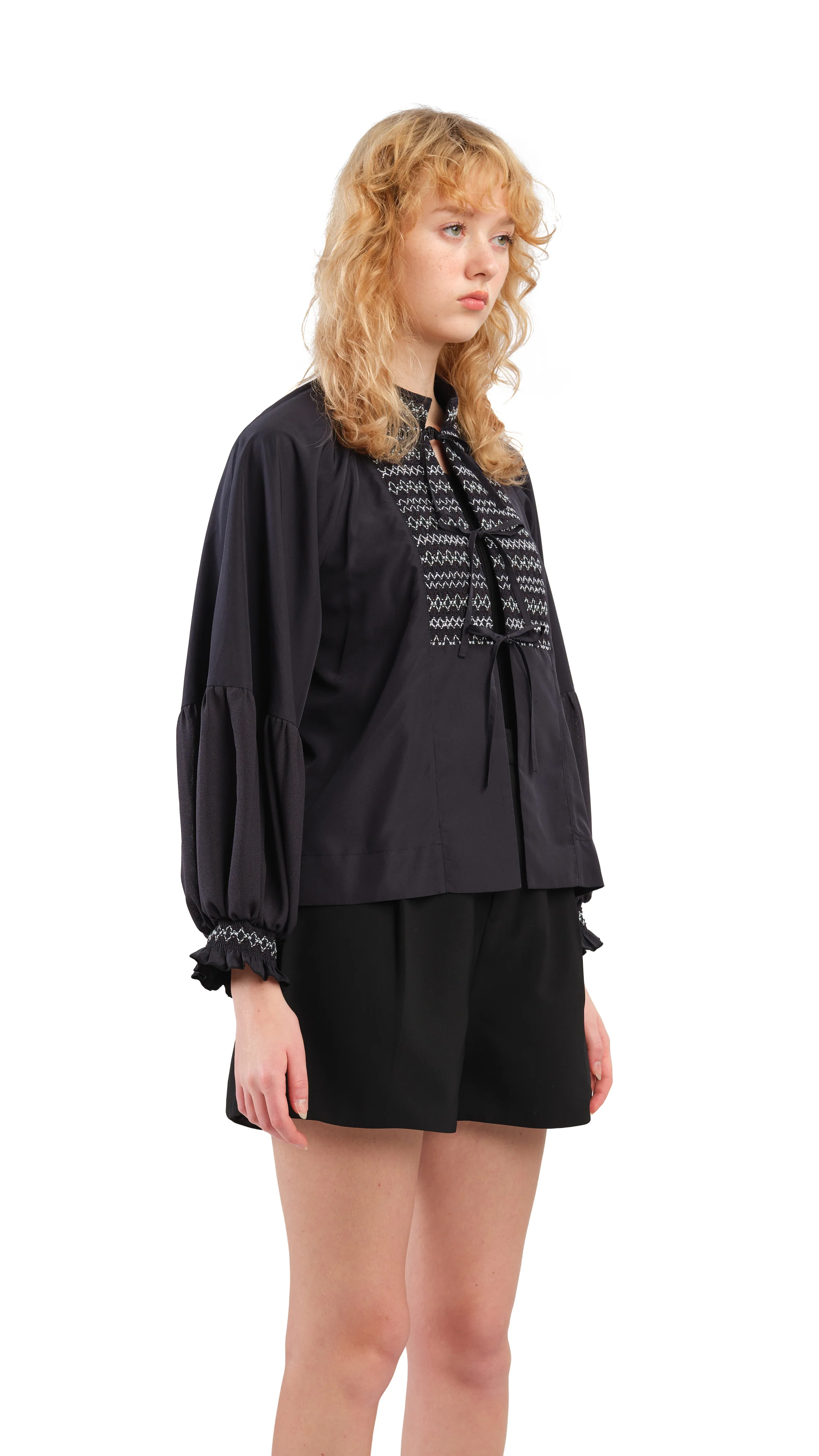 Smocking Balloon Sleeves Jacket - Umamrii