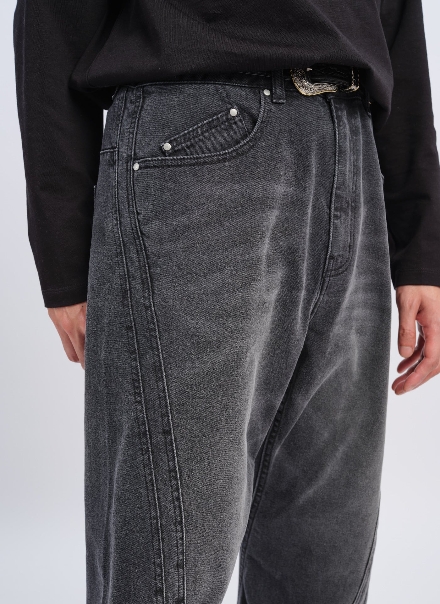 Rinse Wash Cotton Lycra Z-Twill Curved Slim Jeans - Umamrii