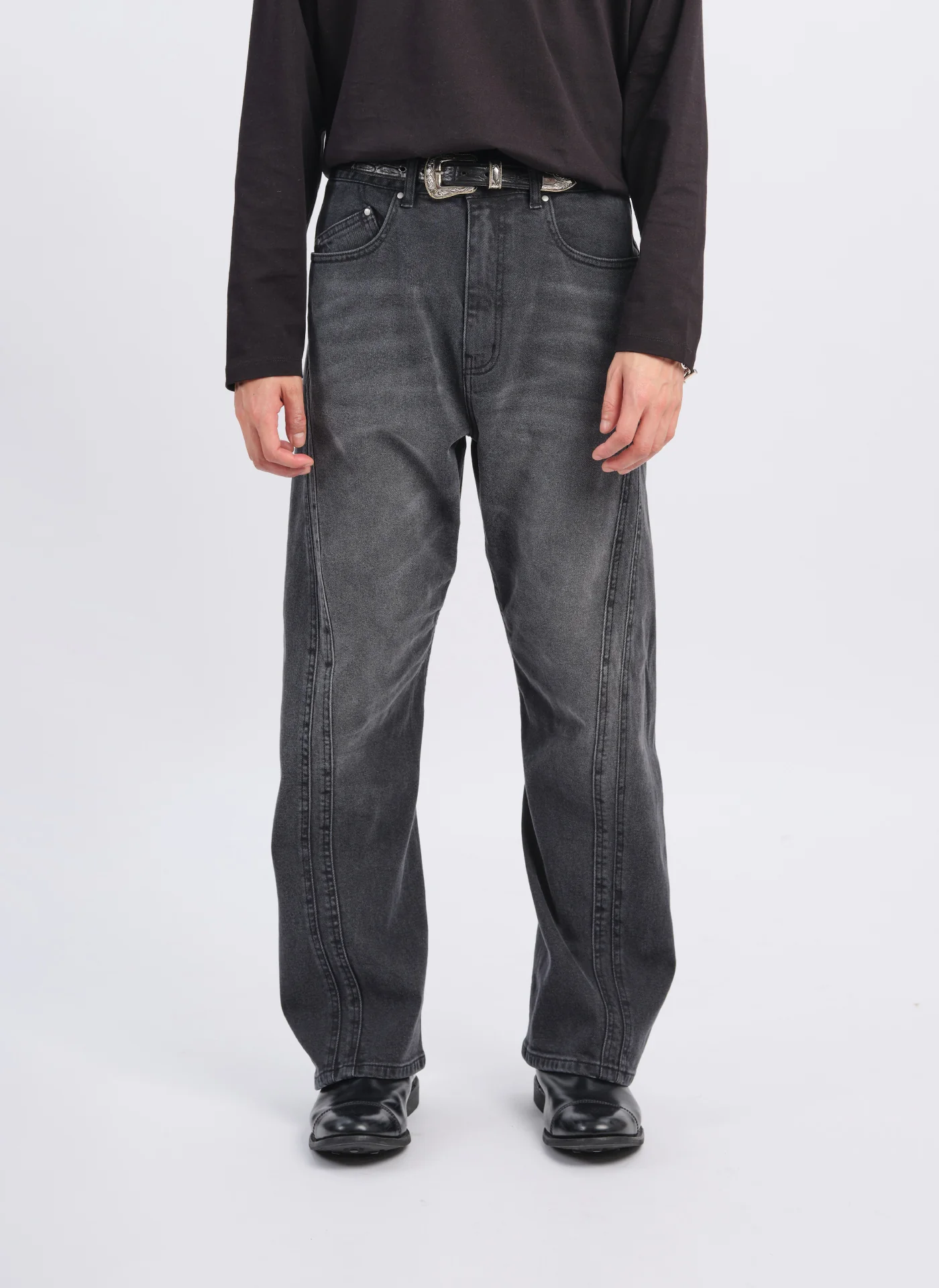 Rinse Wash Cotton Lycra Z-Twill Curved Slim Jeans - Umamrii